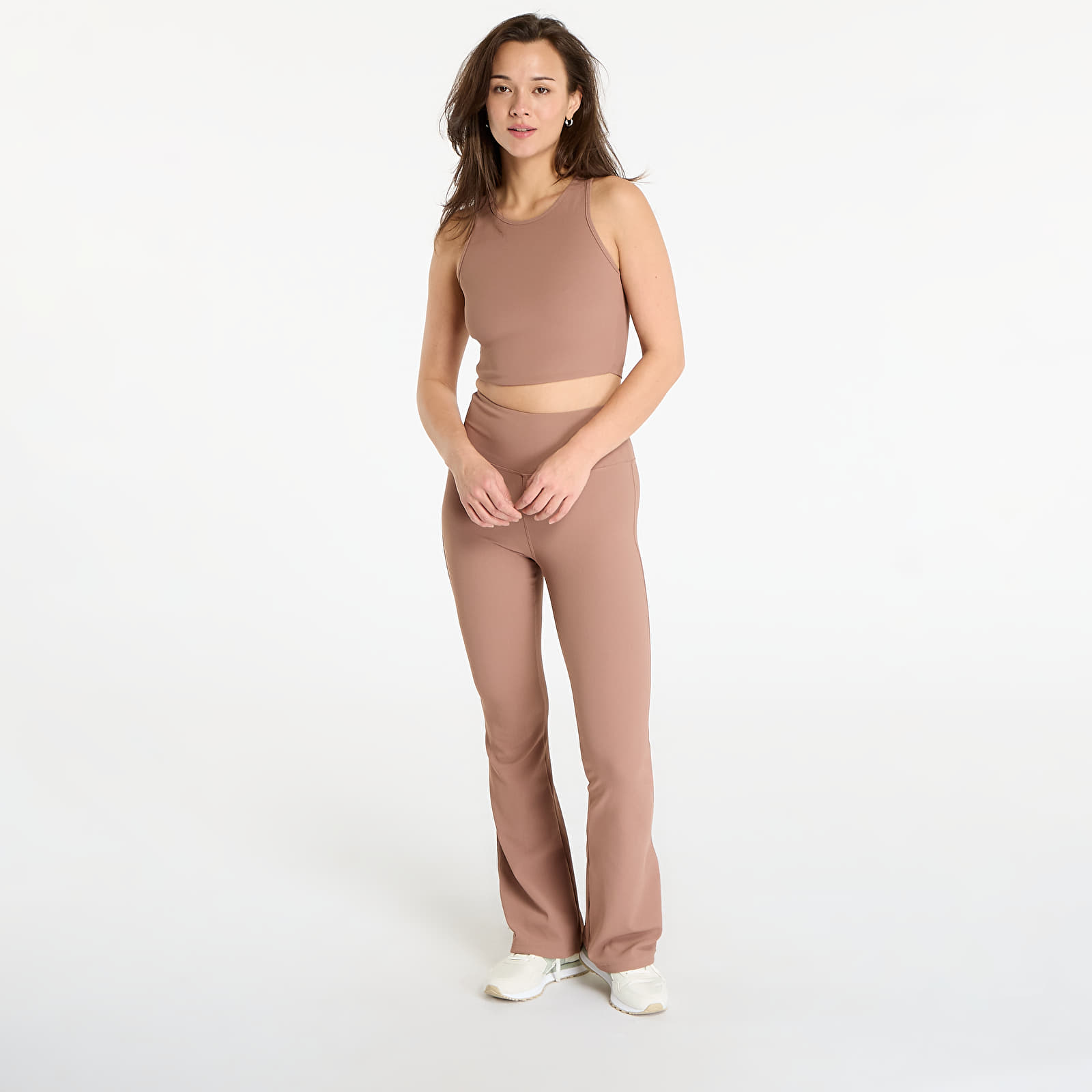 Legíny Urban Classics Ladies Flared Leggings Rib Light Brown