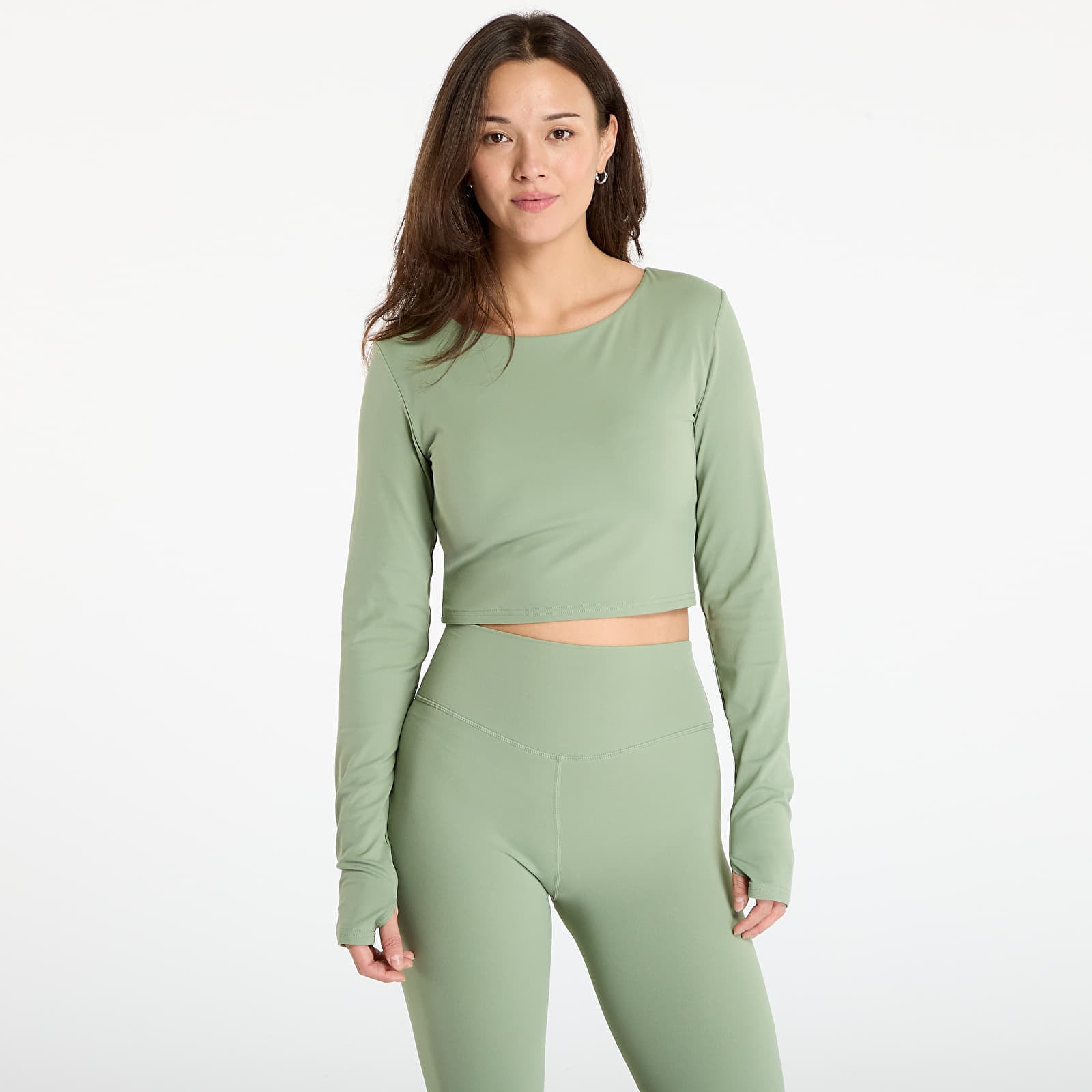 Tricou Urban Classics Ladies Sports Longsleeve Matcha Green XS