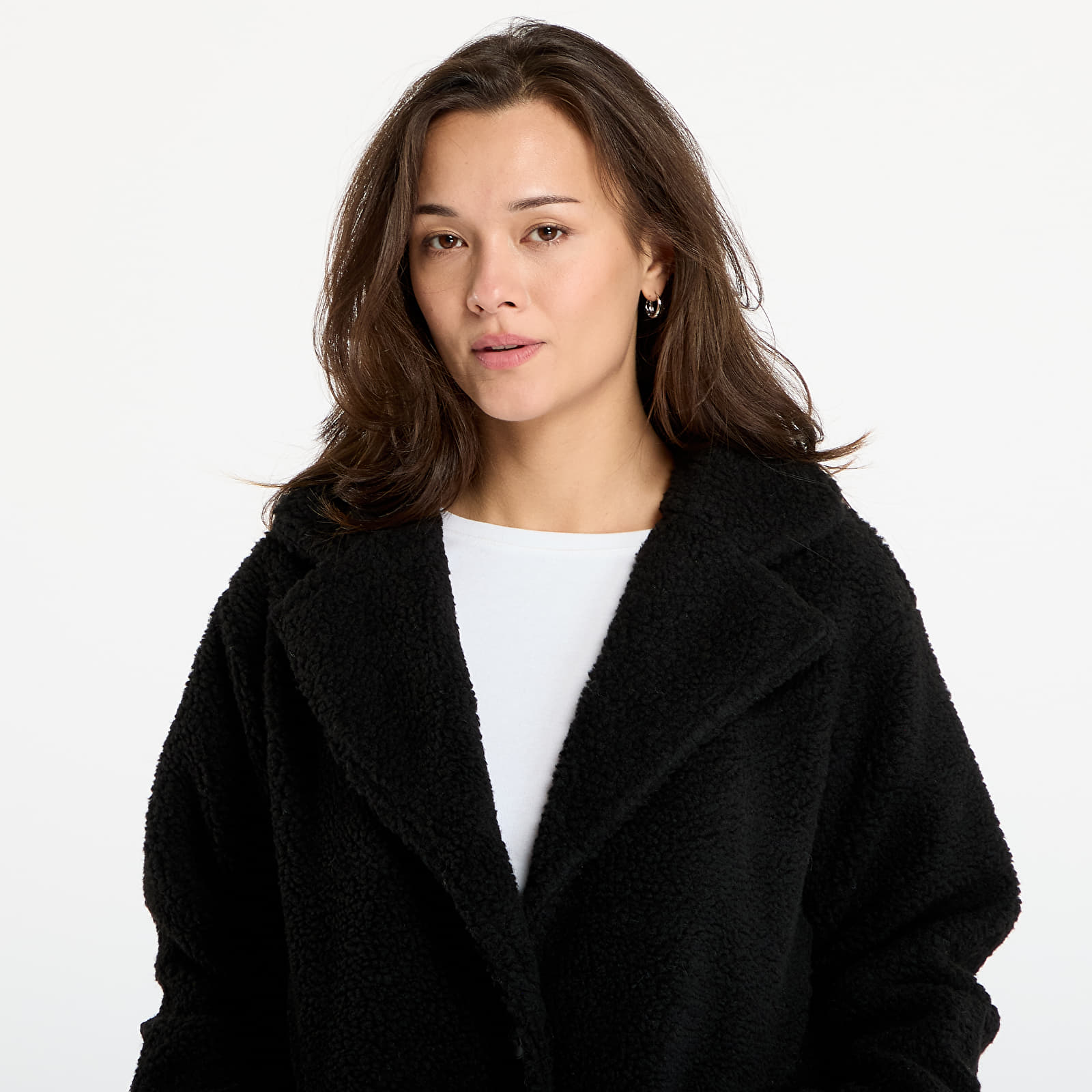 Plašči Urban Classics Ladies Teddy Long Coat Black