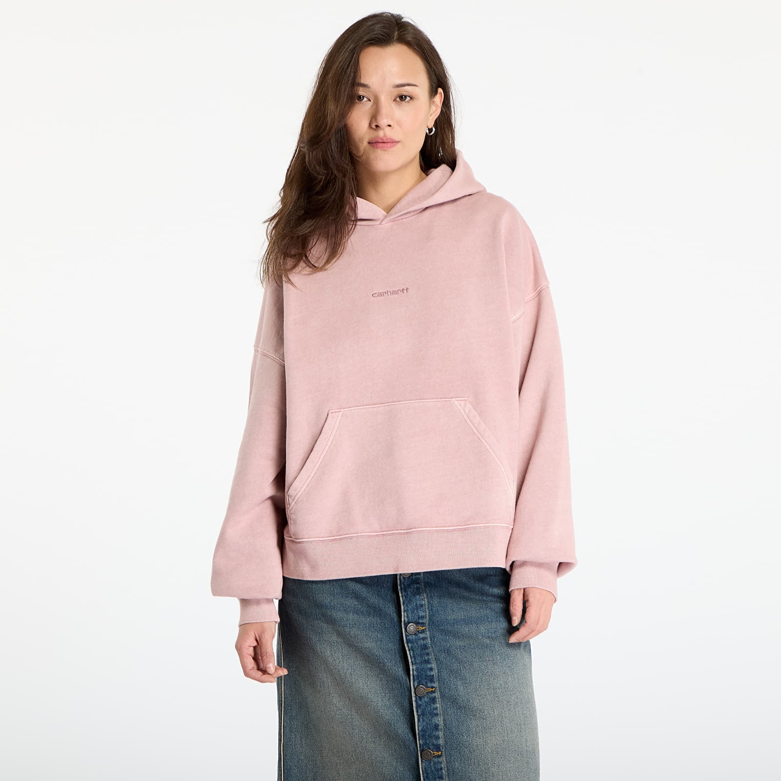 Sweatshirt Carhartt WIP W Hooded Benton Sweat Glassy Pink Garment Dyed L