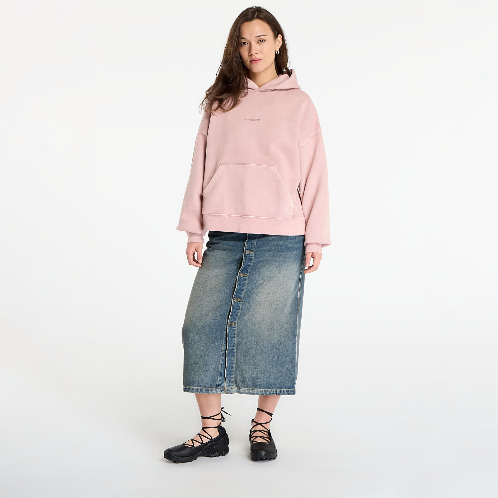 Hoodies and sweatshirts  Carhartt WIP W' Hooded Benton Sweat Glassy Pink Garment Dyed