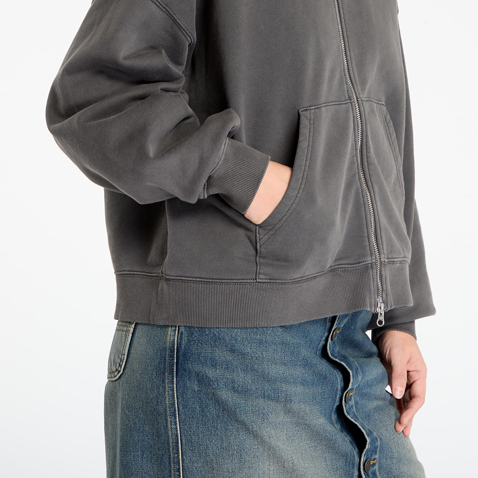 Hoodies och sweatshirts Carhartt WIP W' Hooded Benton Jacket Graphite Garment Dyed