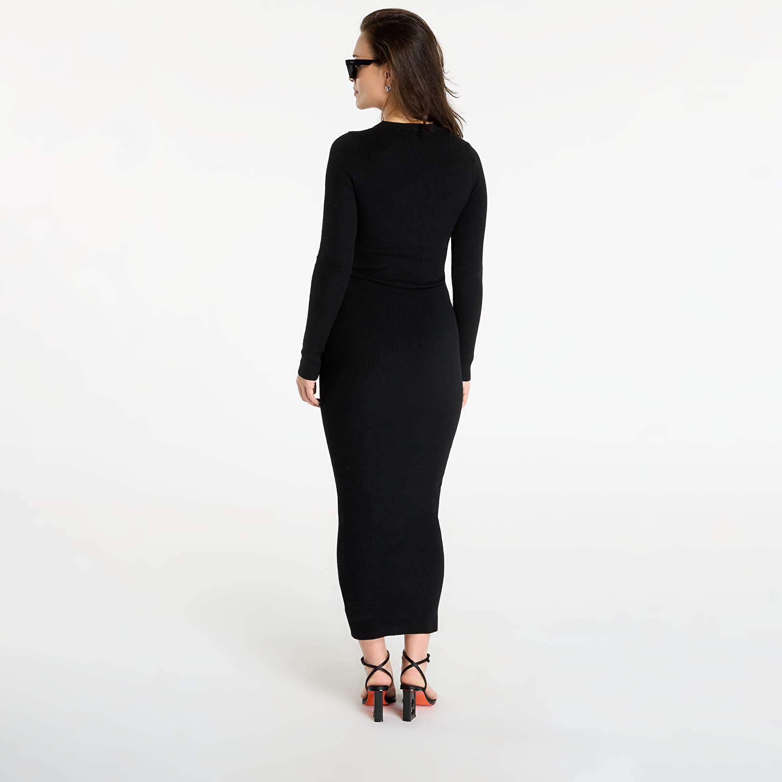 Suknelės GUESS Flaminia Ls Cn Ribbed Dress Sw Black