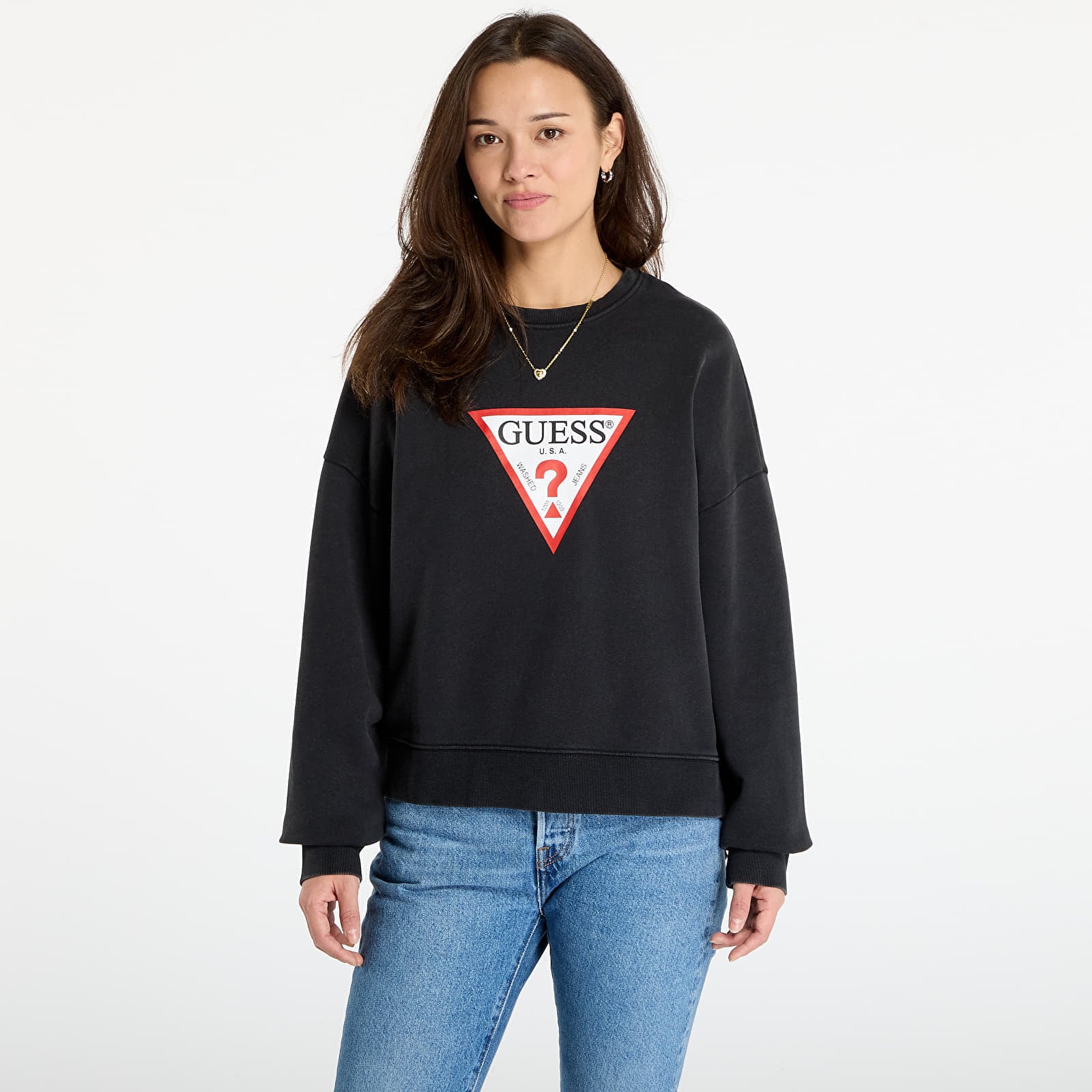 Sweatshirt Guess Jeans Cn Os Iconic Tria Washed Black M