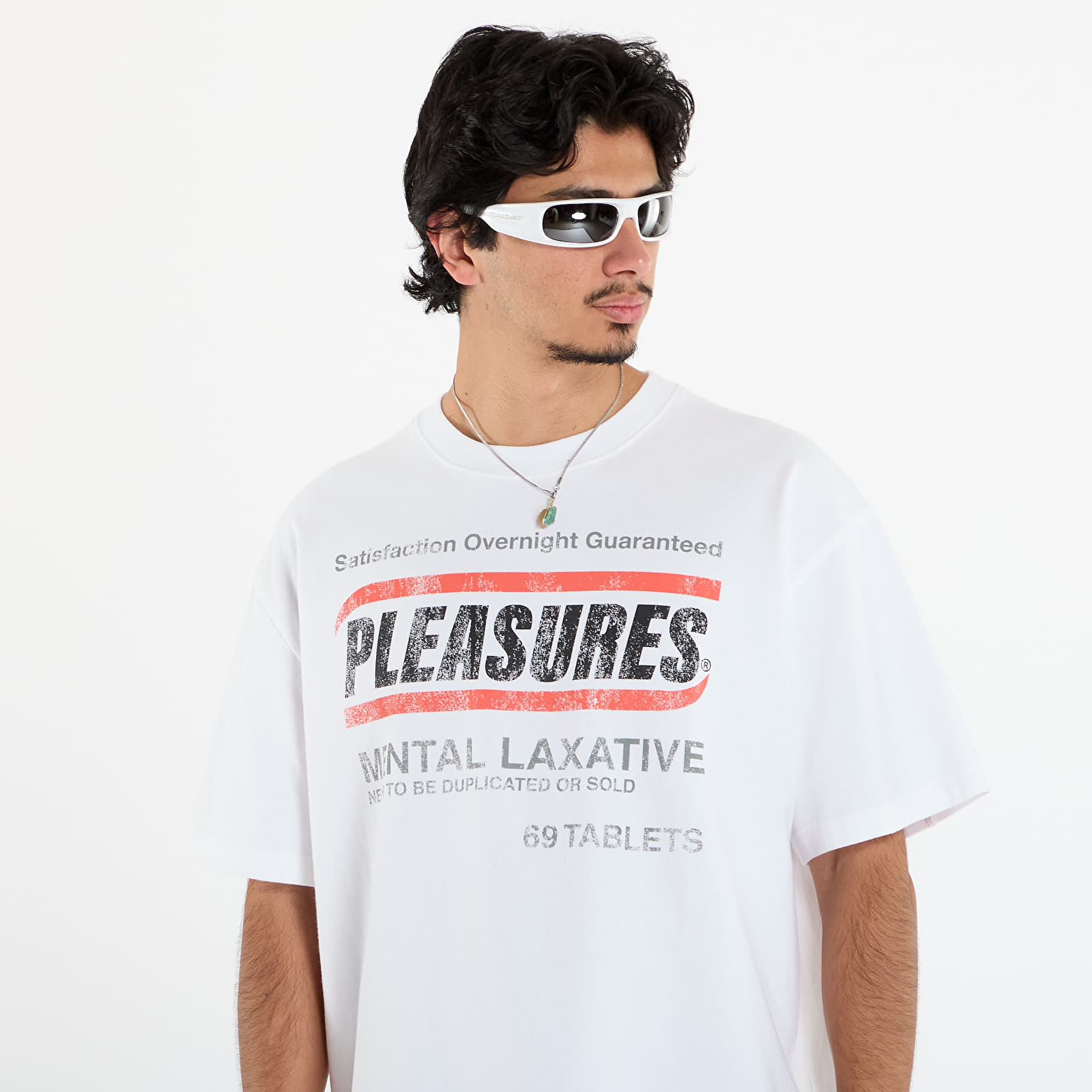 Men's T-shirts PLEASURES Relief Heavyweight Shirt Vtg White