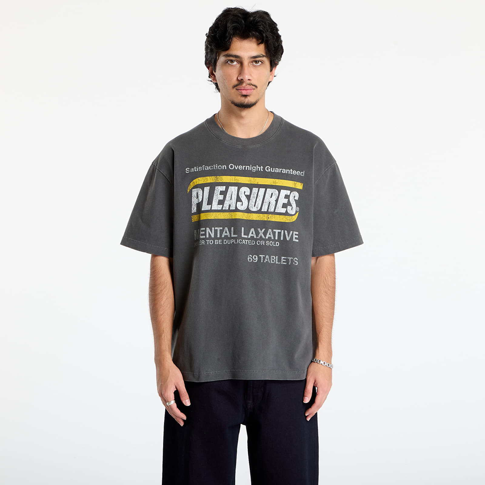 Men's T-shirts PLEASURES Relief Heavyweight Shirt Faded Black
