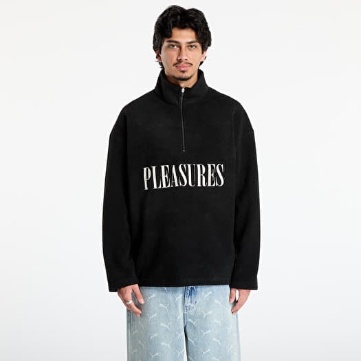 Sweatshirt PLEASURES Onyx Half Zip Polar Fleece Black