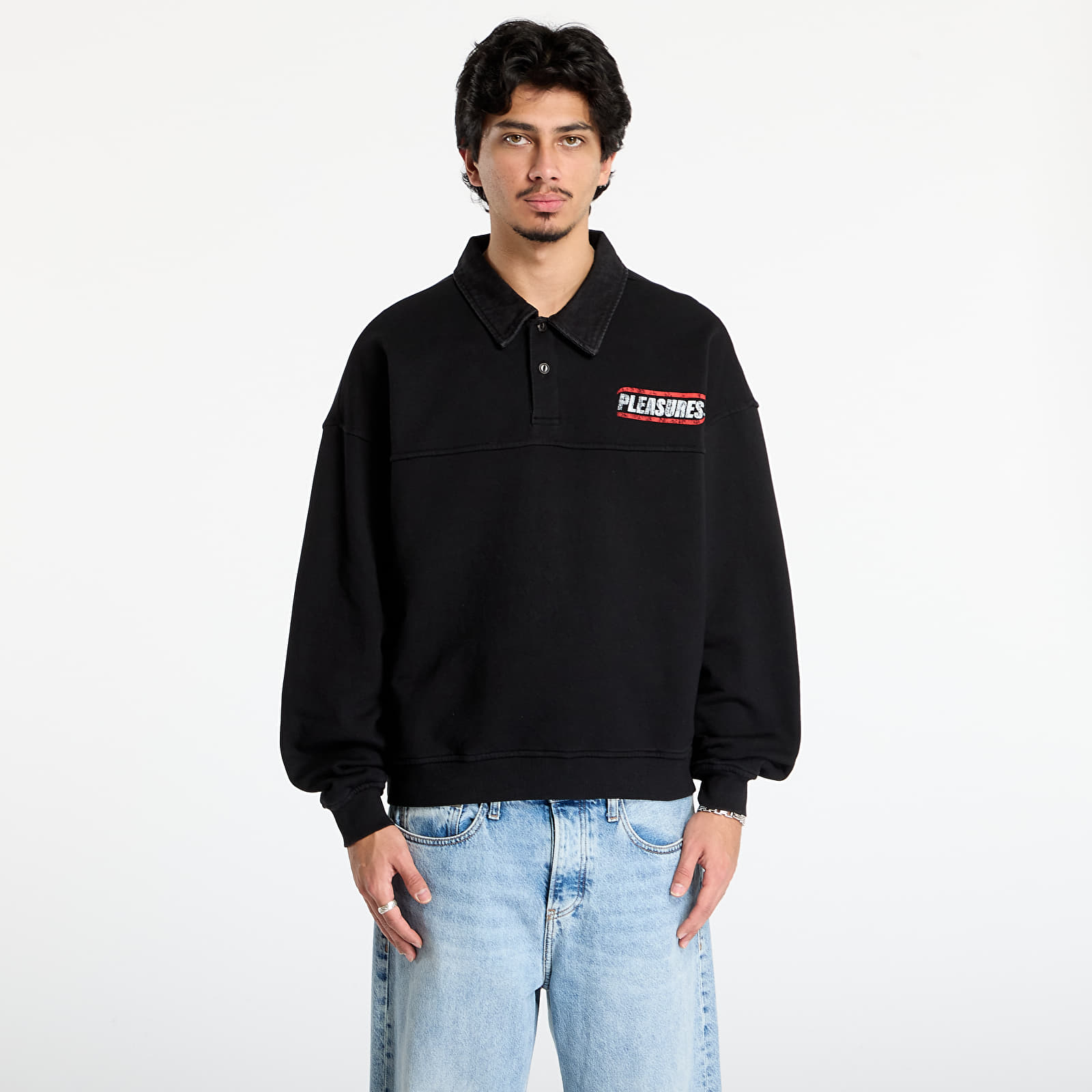 Gensere for menn PLEASURES Gentle Polo Sweatshirt Black