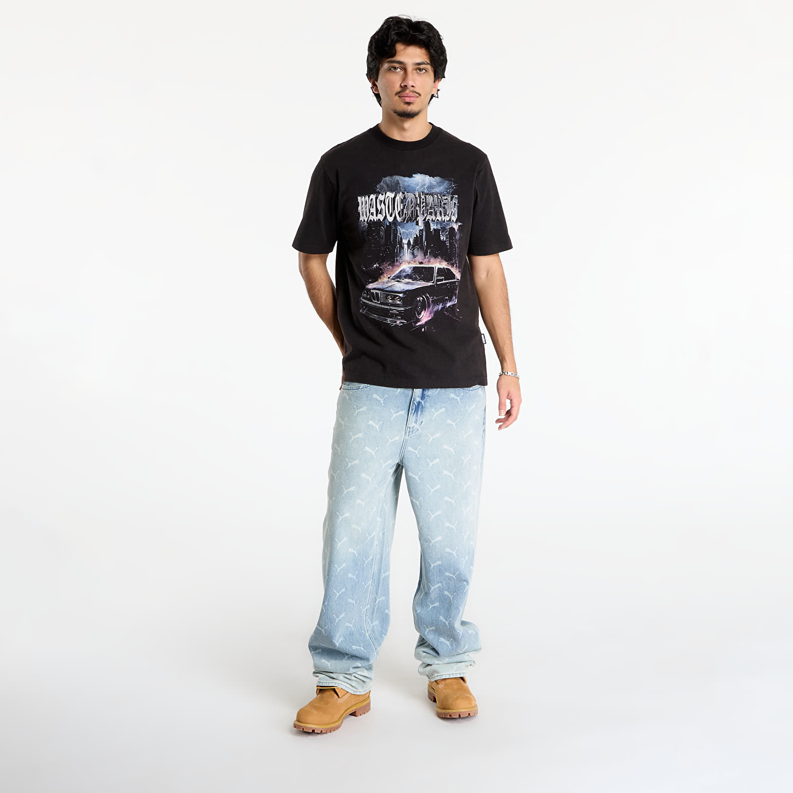 Felpe con cappuccio uomo Wasted Paris M Run T-Shirt Faded Black