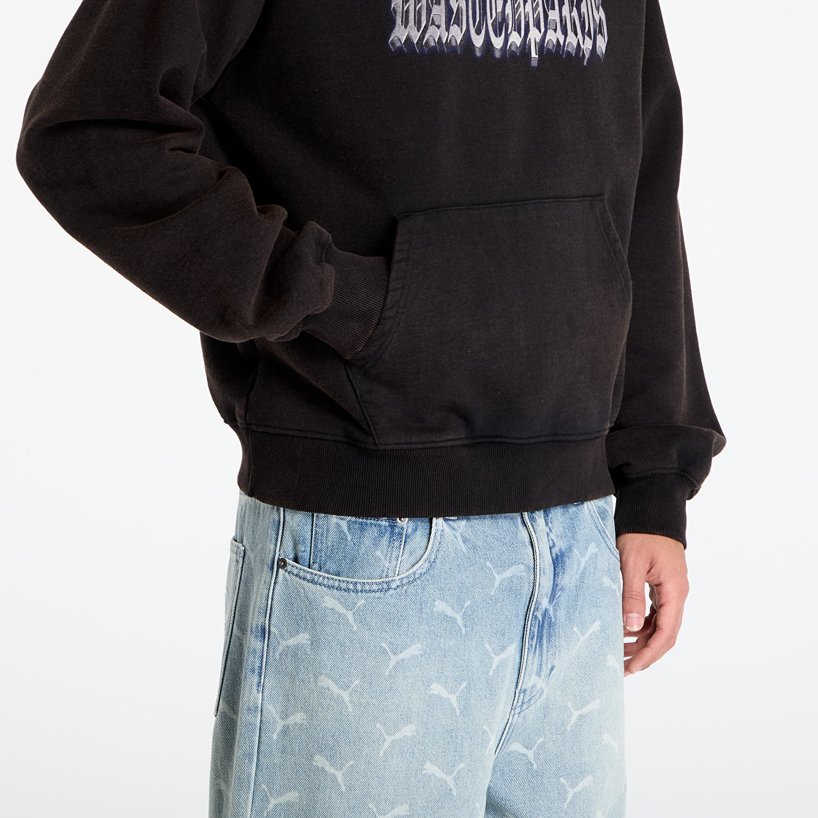 Felpe con cappuccio uomo Wasted Paris M Run Hoodie Faded Black