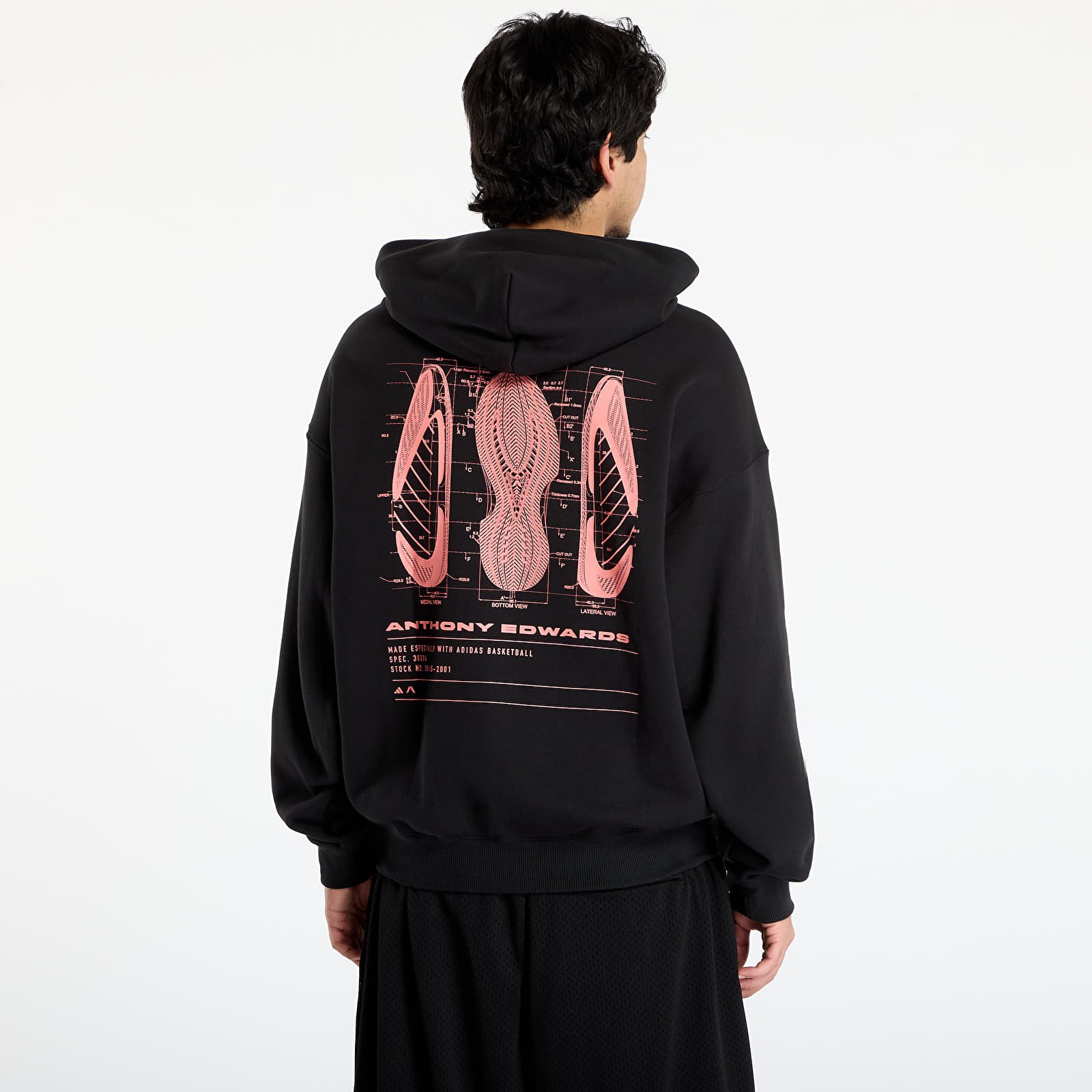 Muške dukserice adidas Anthony Edwards Schematic Hoodie Black