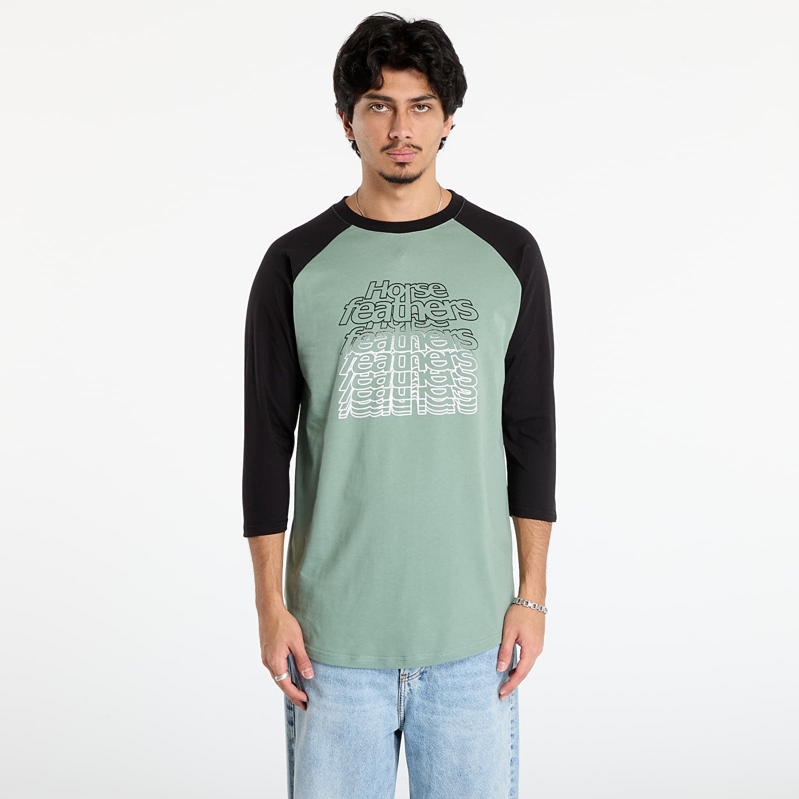 T-shirt Horsefeathers Rollin Raglan T-Shirt Iceberg Green/ Black L
