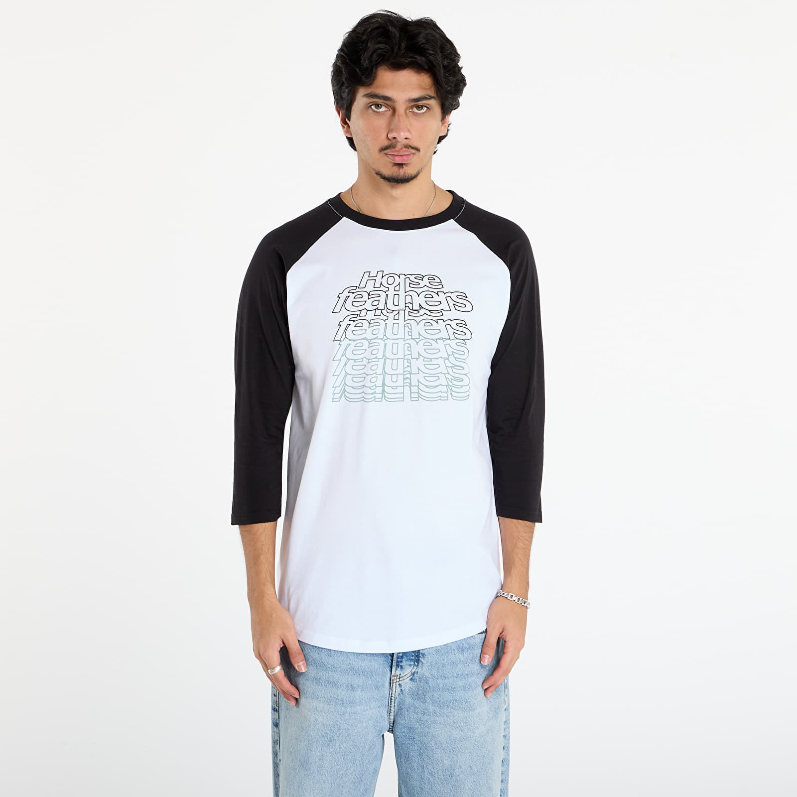 T-shirt Horsefeathers Rollin Raglan T-Shirt White/ Black S