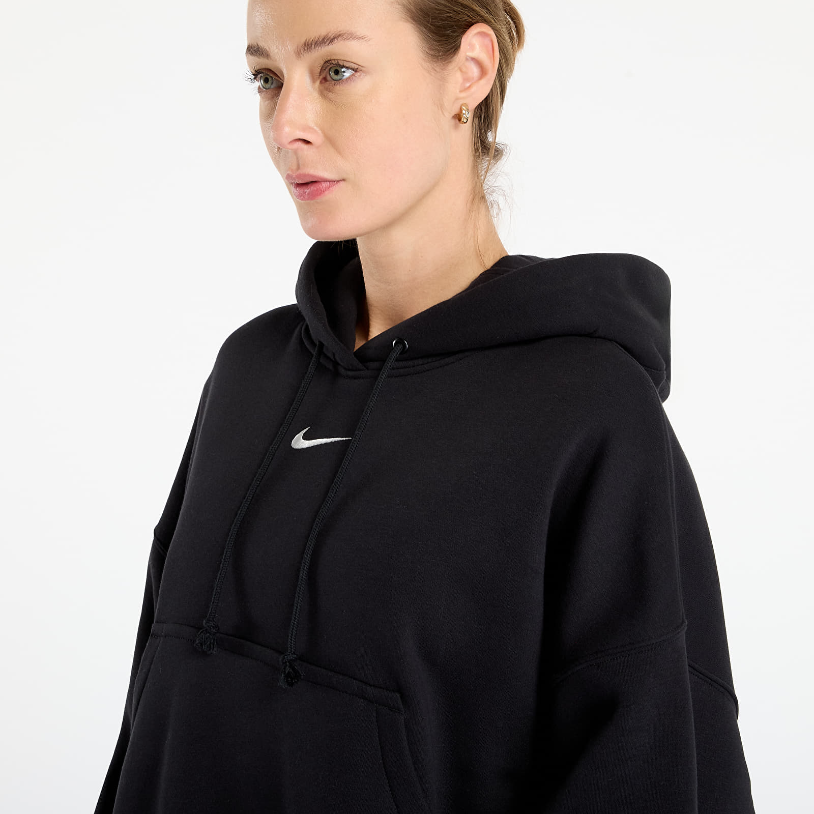 Mikiny Nike Sportswear Phoenix Fleece Women's Over-Oversized Pullover Hoodie Black/ Sail
