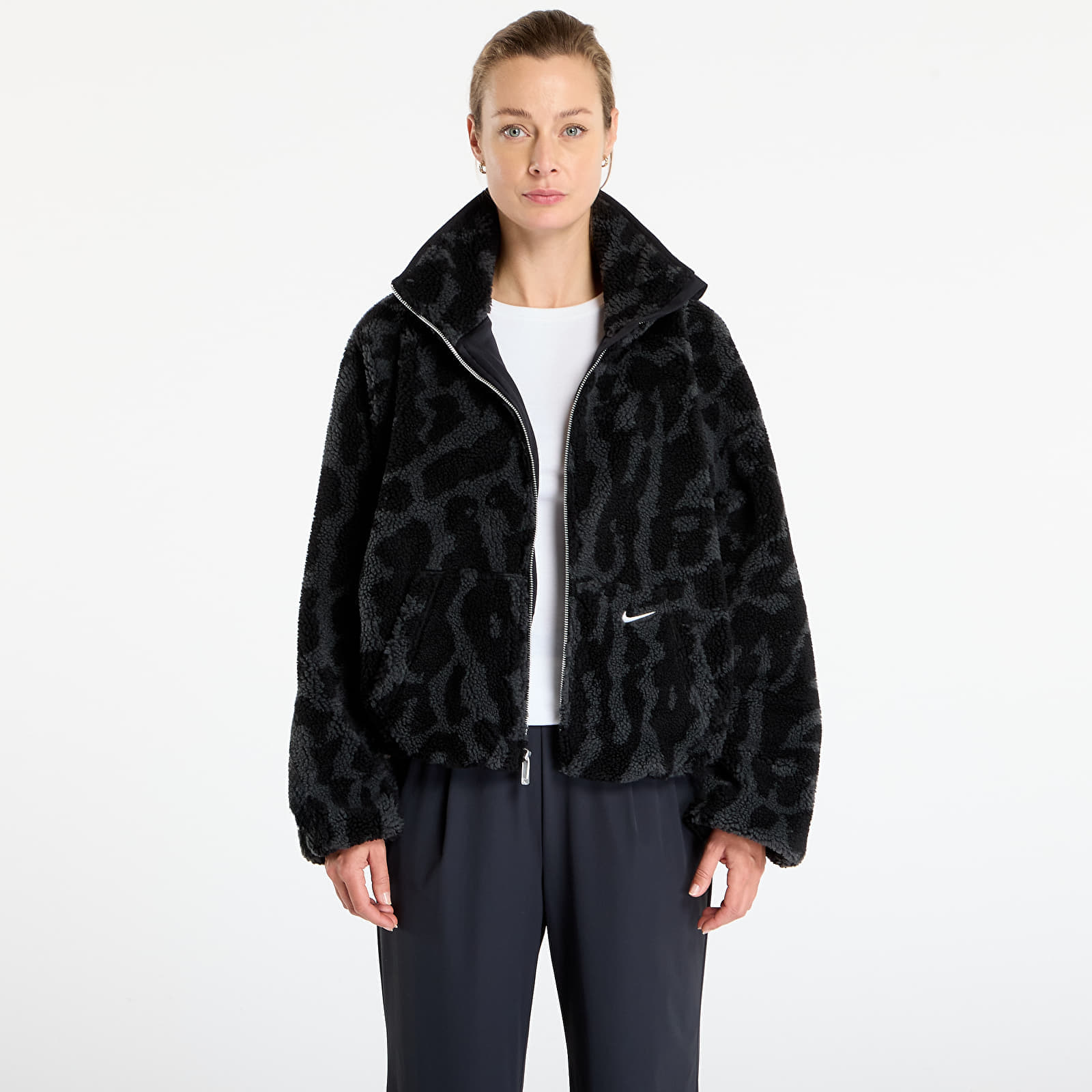 Jachetă Nike Sportswear Womens High-Pile Fleece Jacket Black/ Black/ Sail M