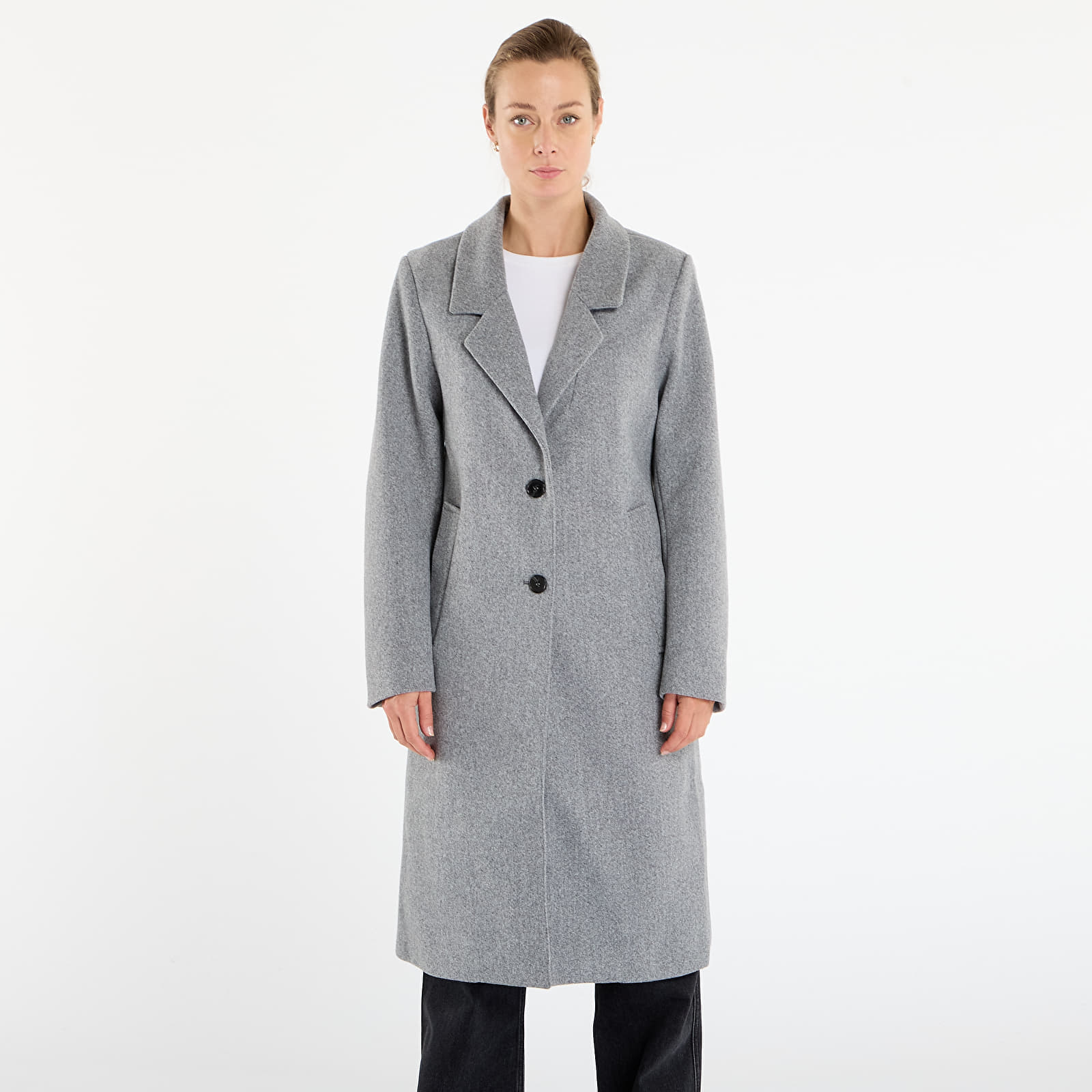 Cappotti da donna Urban Classics Ladies Basic Coat Dark Grey Melange