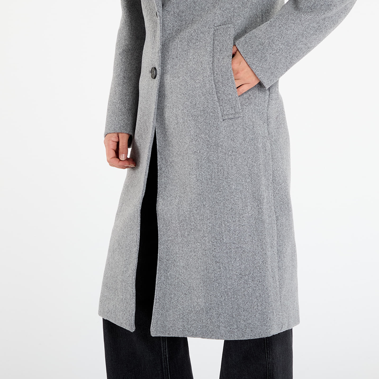 Cappotti da donna Urban Classics Ladies Basic Coat Dark Grey Melange