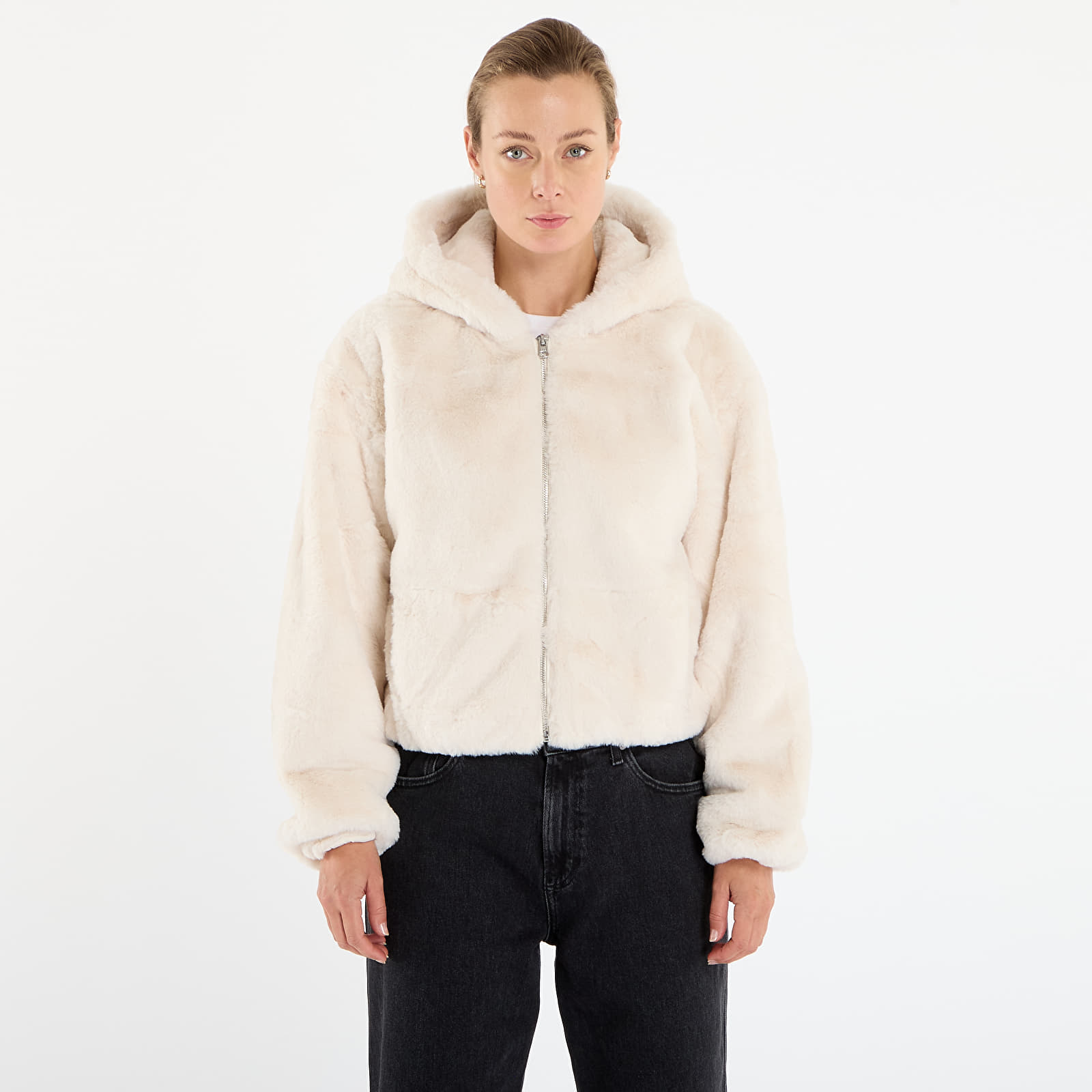 Суичърти Urban Classics Ladies Full Zip Faux Fur Hoodie White Sand