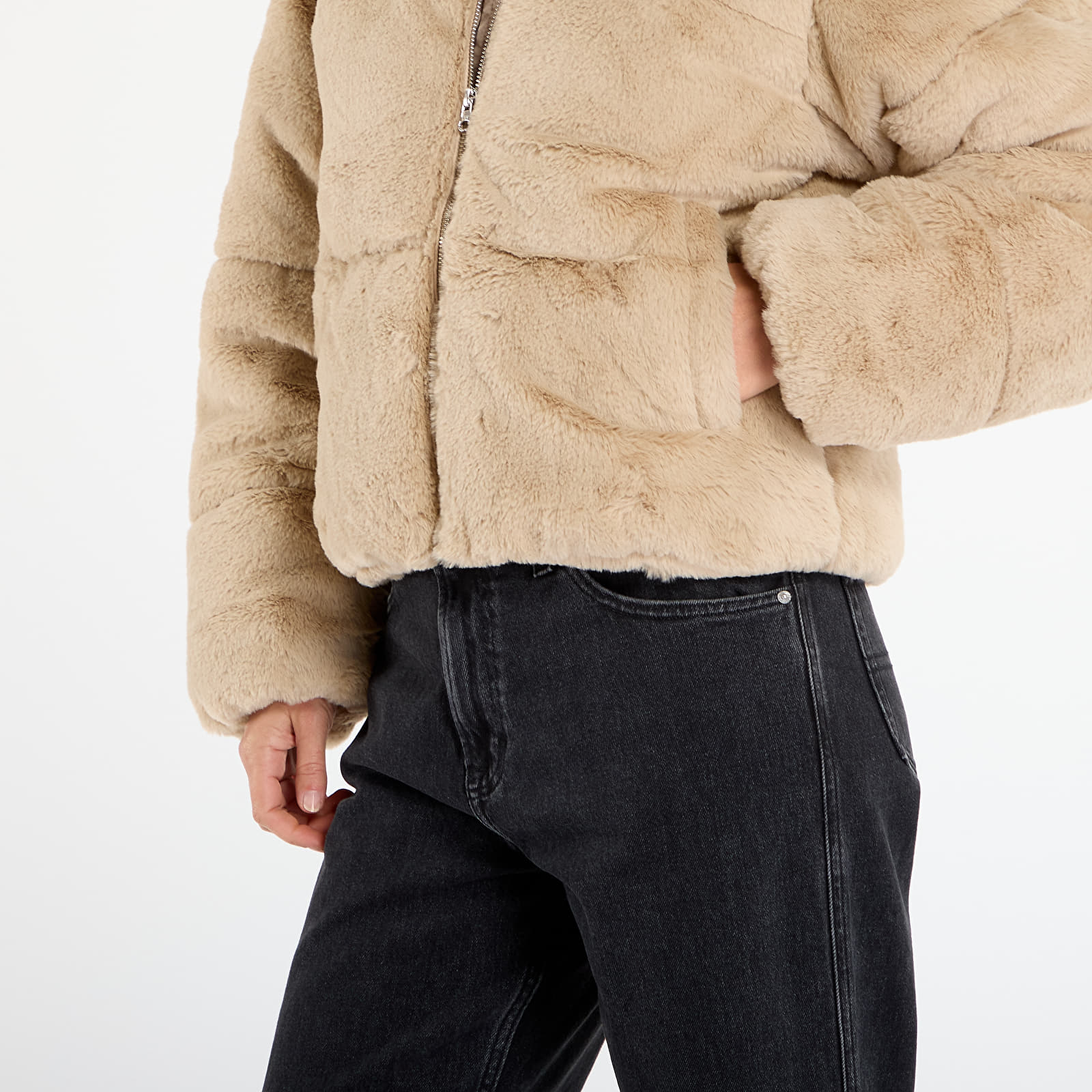 Jakker Urban Classics Ladies Short Faux Fur Puffer Jacket Wetsand