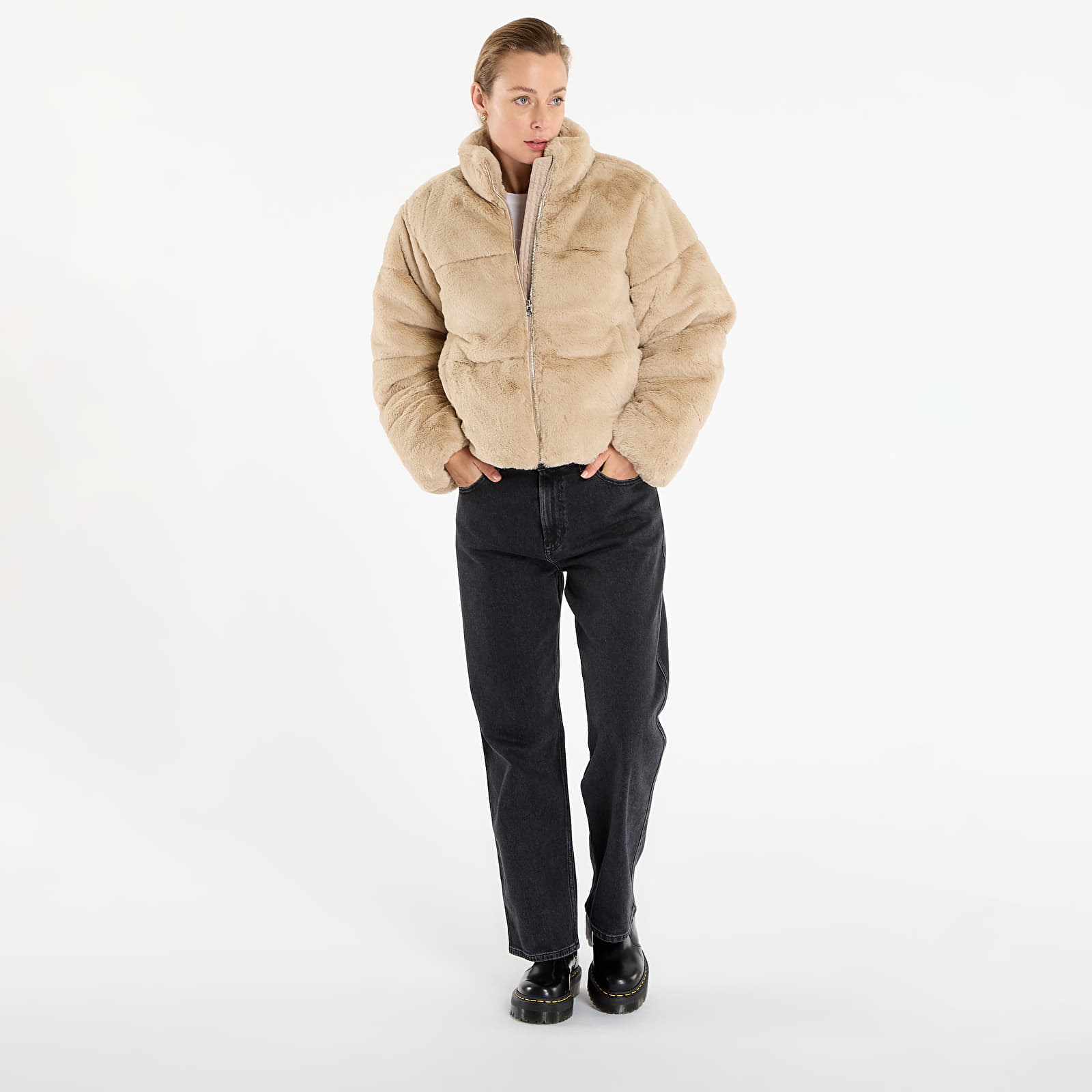 Jakker Urban Classics Ladies Short Faux Fur Puffer Jacket Wetsand