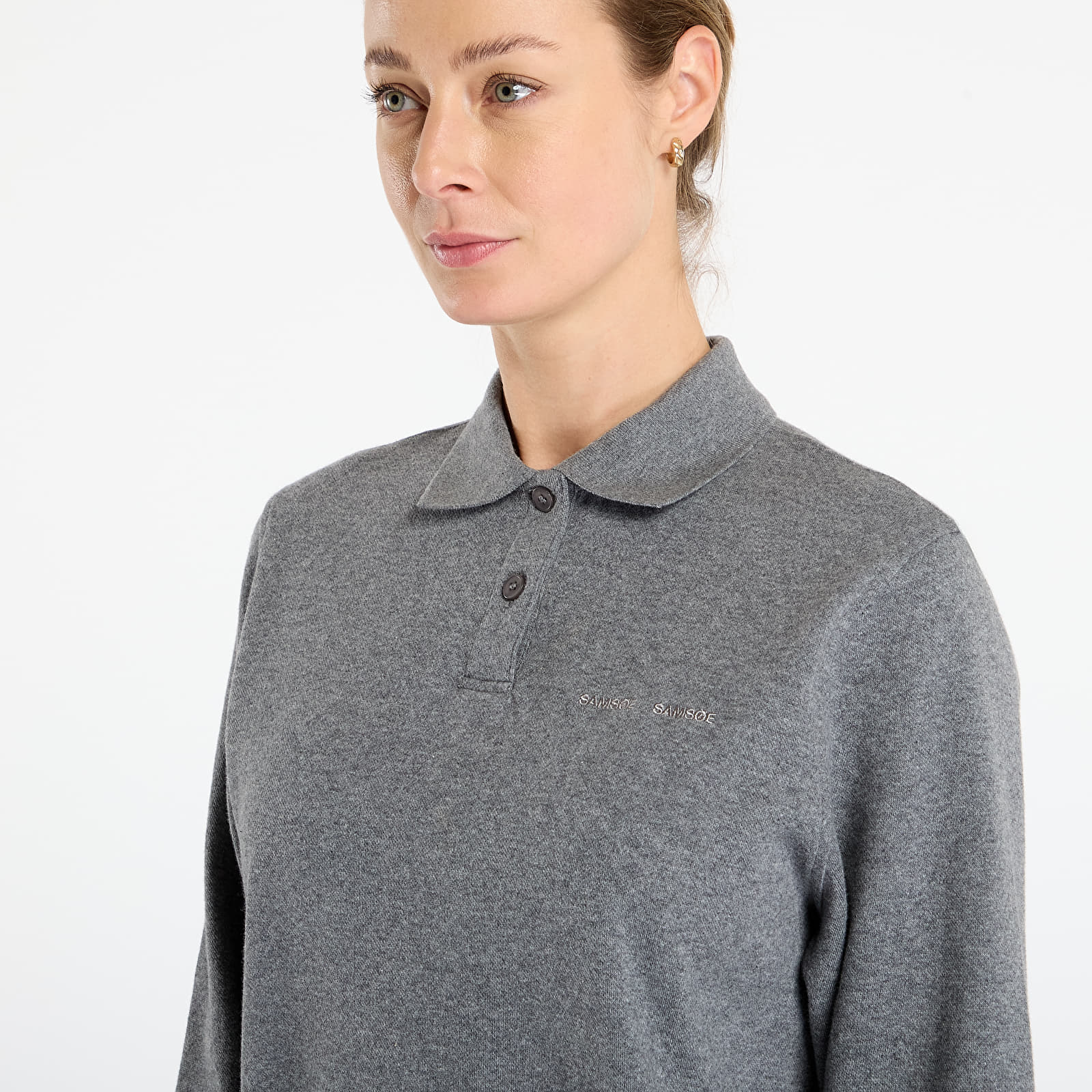 Tricouri  Samsøe Samsøe Sadory Ls Polo Mid Grey Mel.