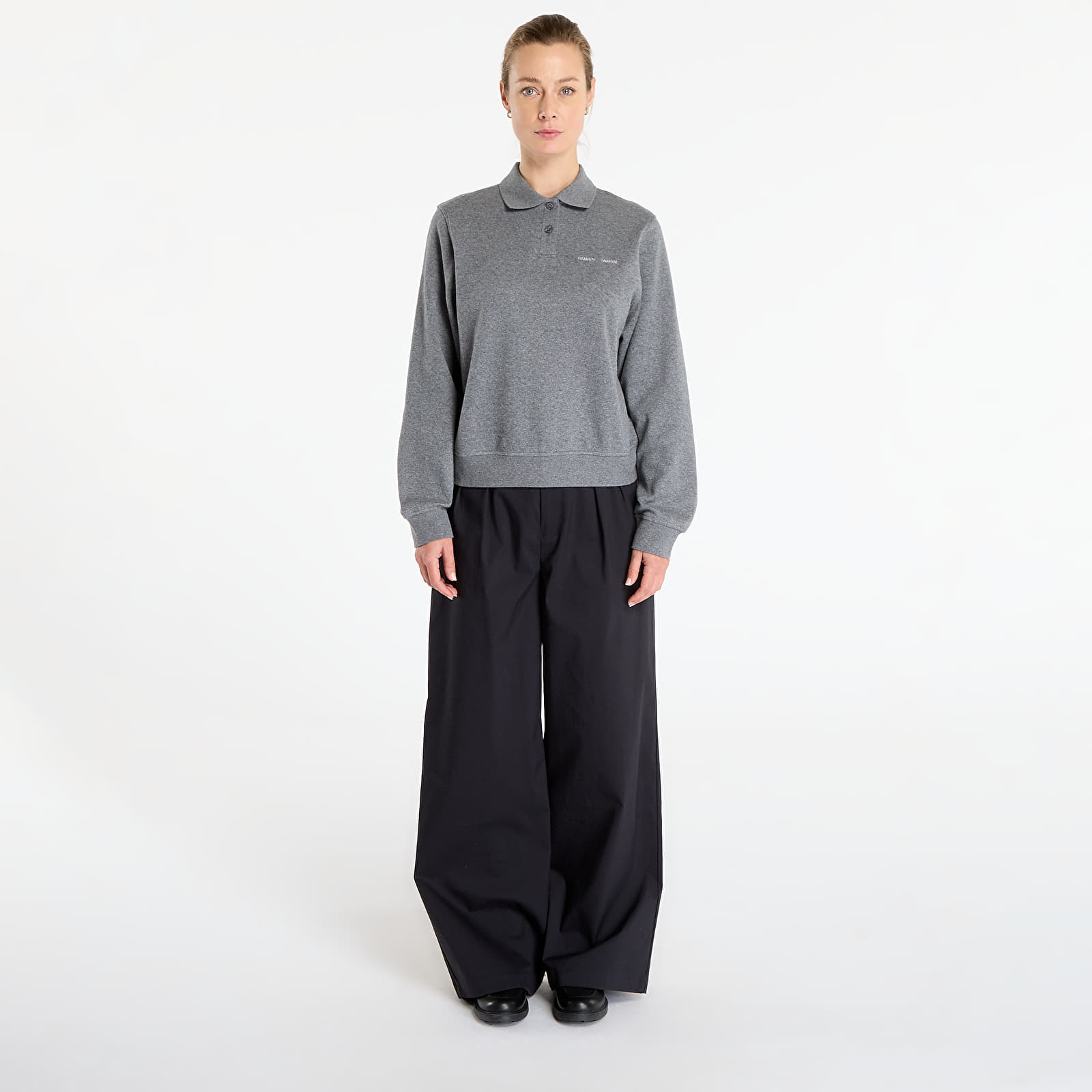 Tricouri  Samsøe Samsøe Sadory Ls Polo Mid Grey Mel.