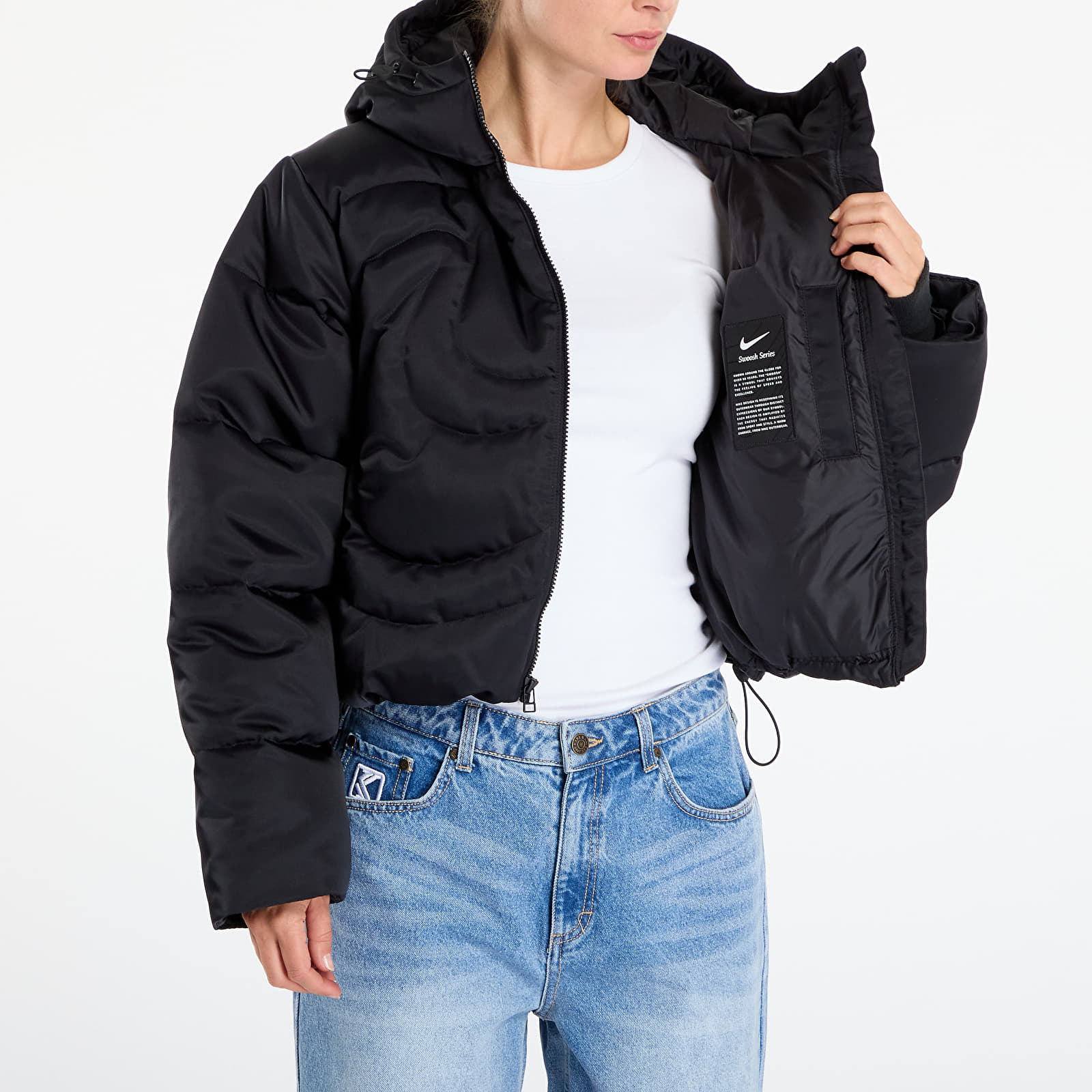 Jacken für Frauen Nike Sportswear Swoosh Series Women's Therma-FIT Oversized Down Puffer Jacket Black/ Black