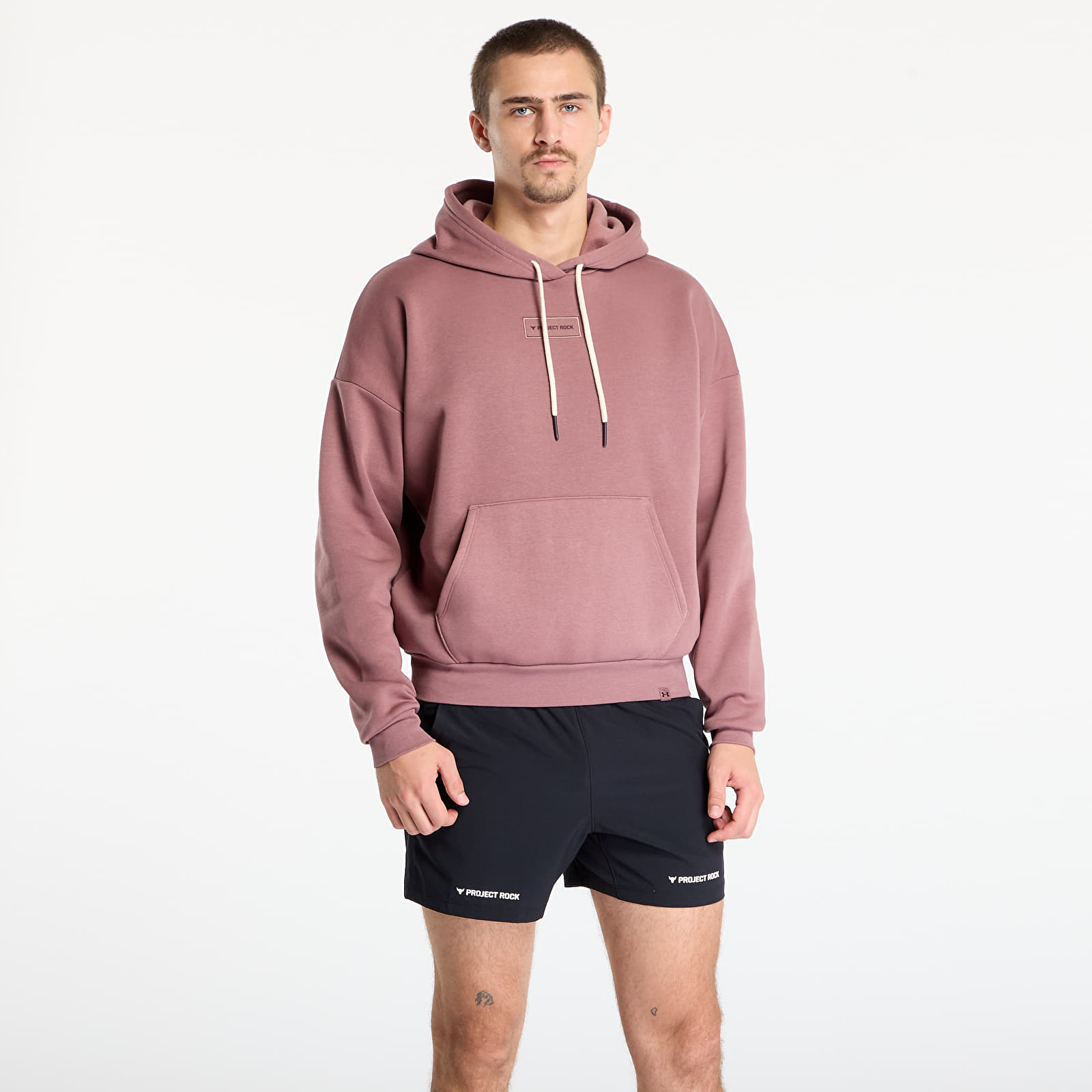Férfi kapucnis pulcsik Under Armour Project Rock Icon Hoodie Maroon
