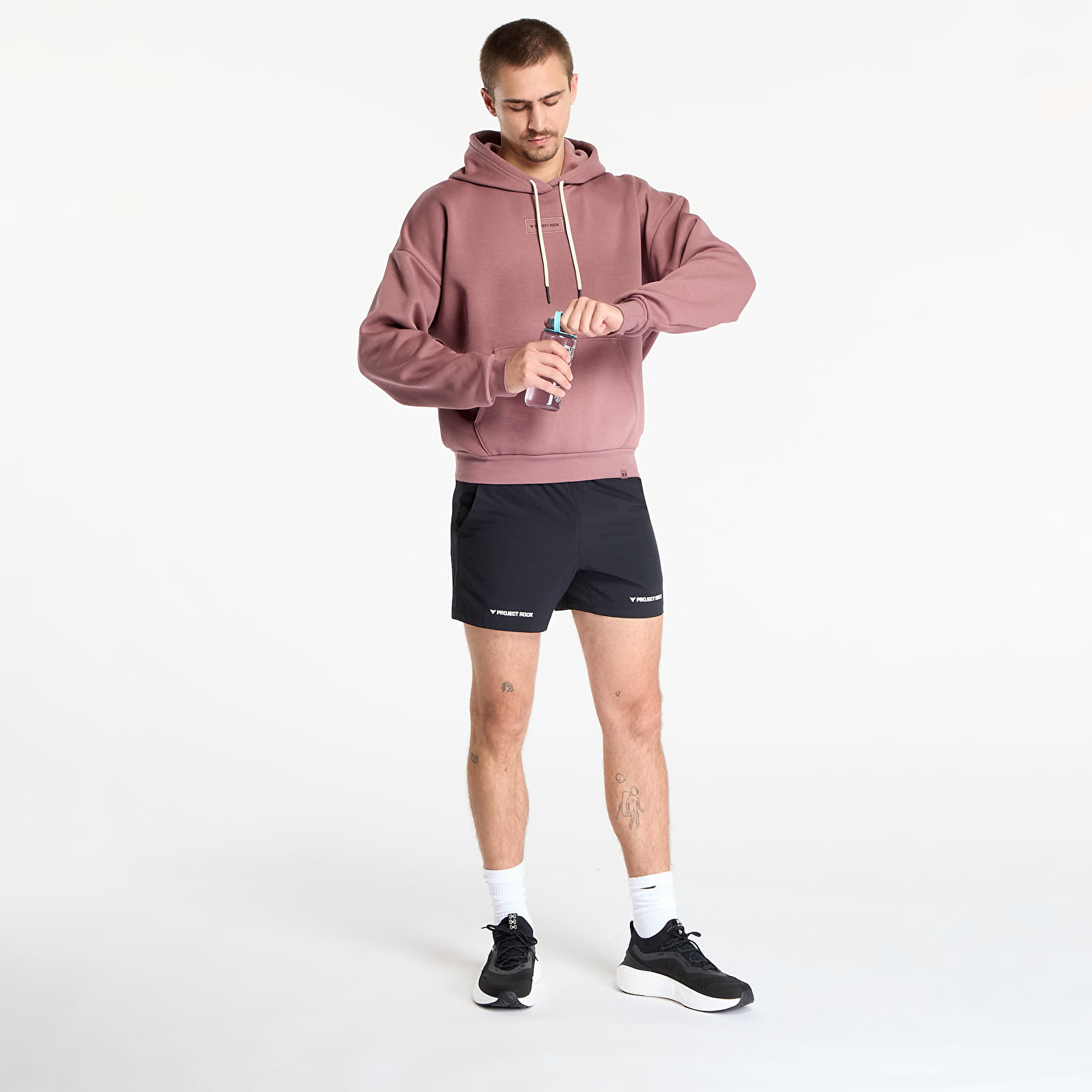 Férfi kapucnis pulcsik Under Armour Project Rock Icon Hoodie Maroon