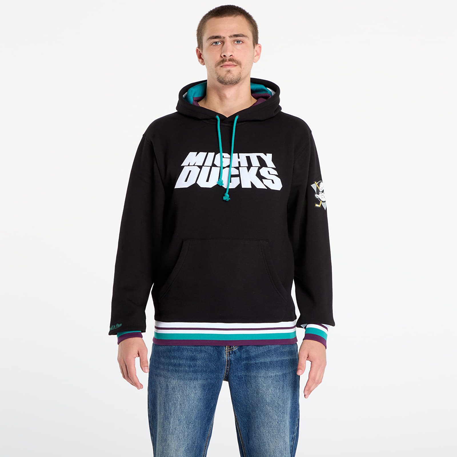 Mikiny Mitchell & Ness NHL Playmaker Fleece Hoodie Vintage Logo Ducks Black