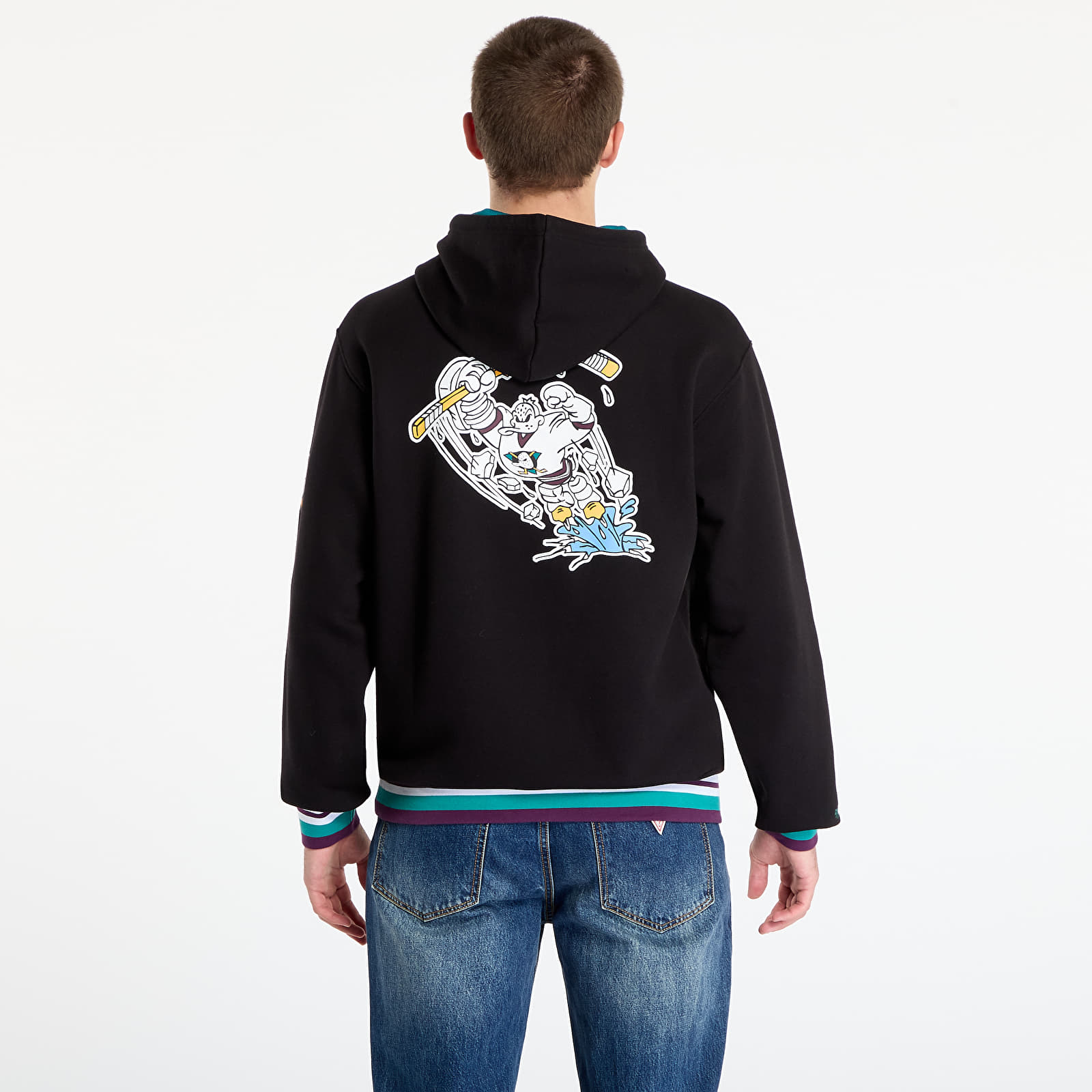Mikiny Mitchell & Ness NHL Playmaker Fleece Hoodie Vintage Logo Ducks Black