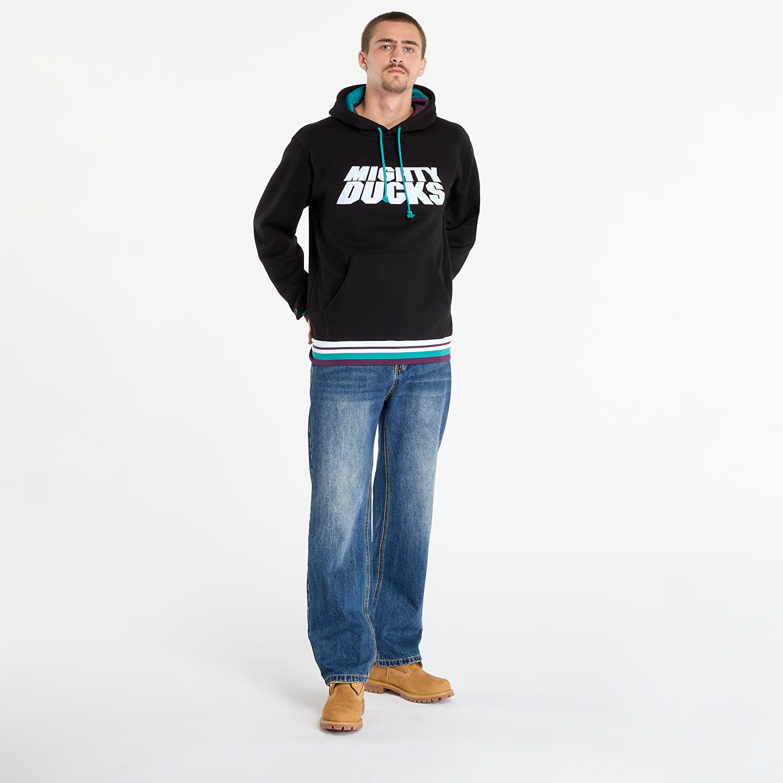 Mikiny Mitchell & Ness NHL Playmaker Fleece Hoodie Vintage Logo Ducks Black