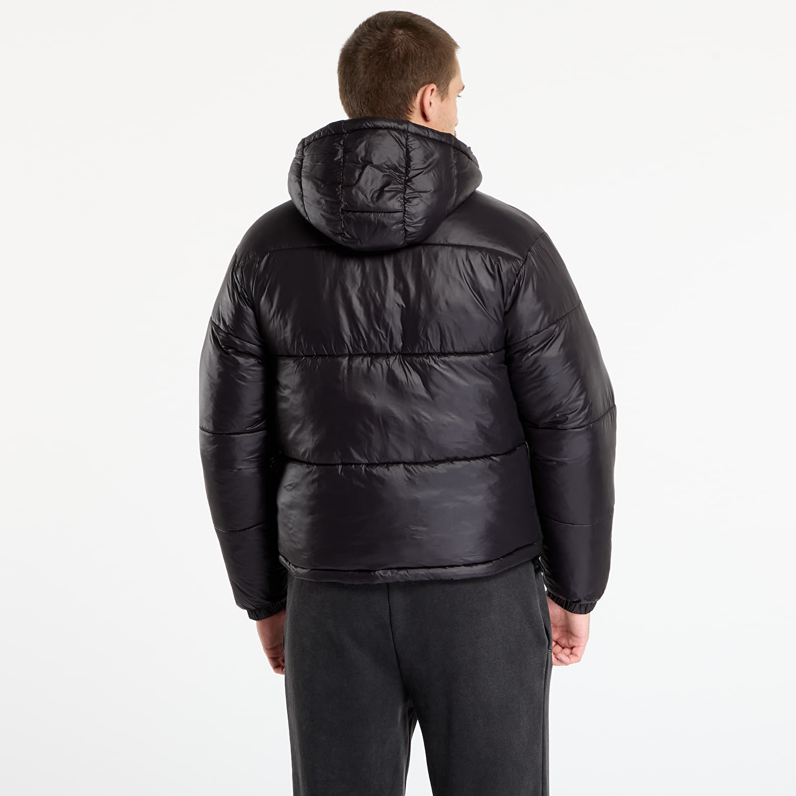 Jackets Urban Classics Shiny Puffer Jacket With Hood Black
