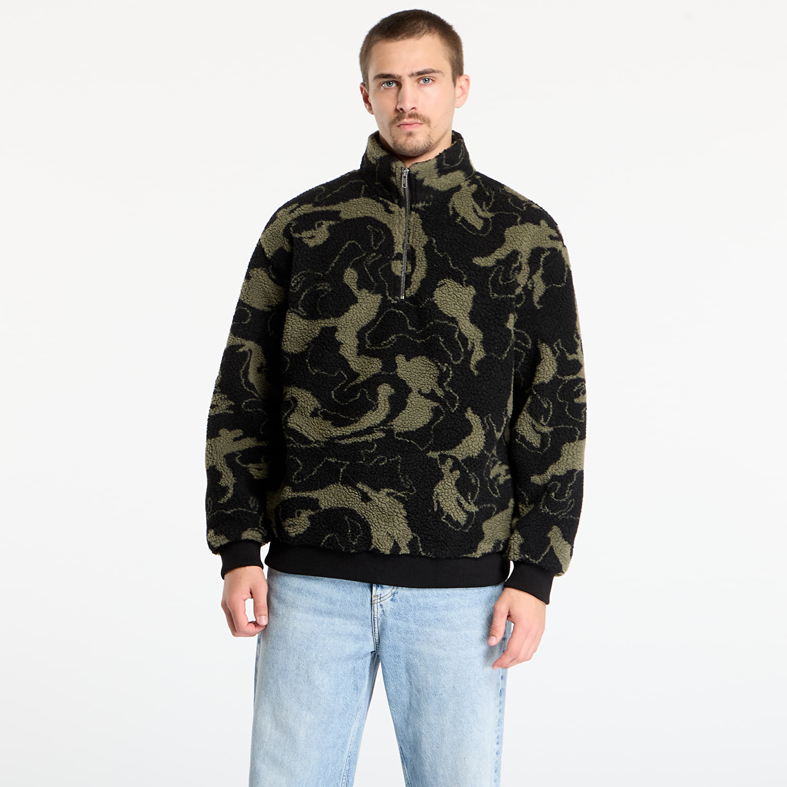 Hoodies and sweatshirts  Urban Classics Oversized Pattern Teddy Troyer Olive Swirl