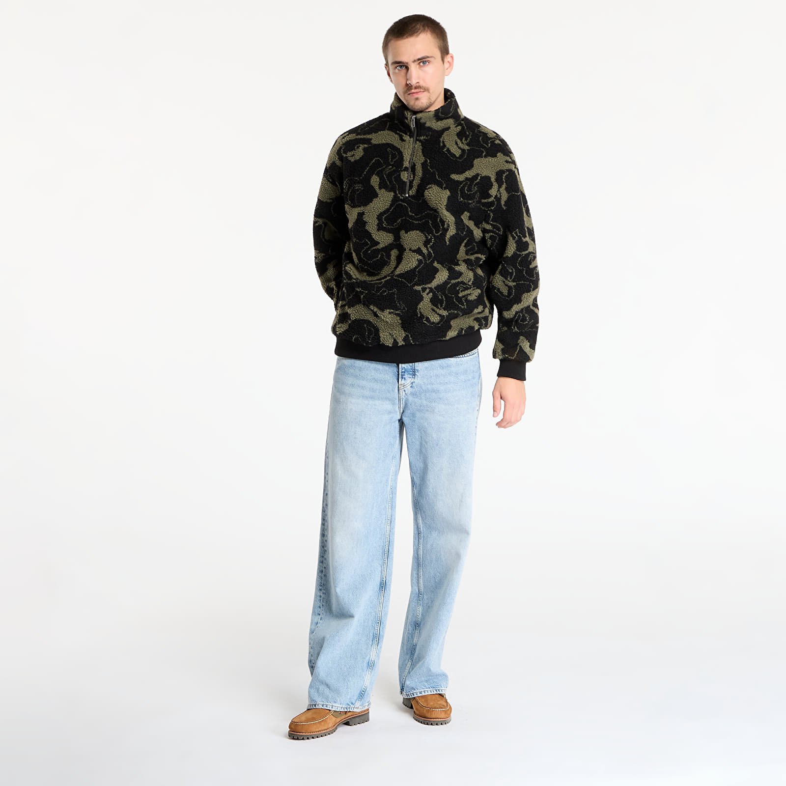 Hoodies and sweatshirts  Urban Classics Oversized Pattern Teddy Troyer Olive Swirl