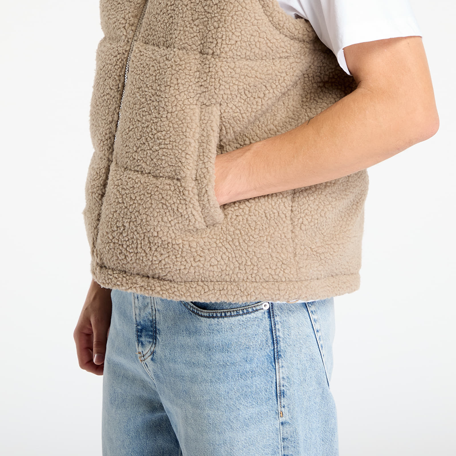 Vests Urban Classics Basic Teddy Puffer Vest Dark Taupe