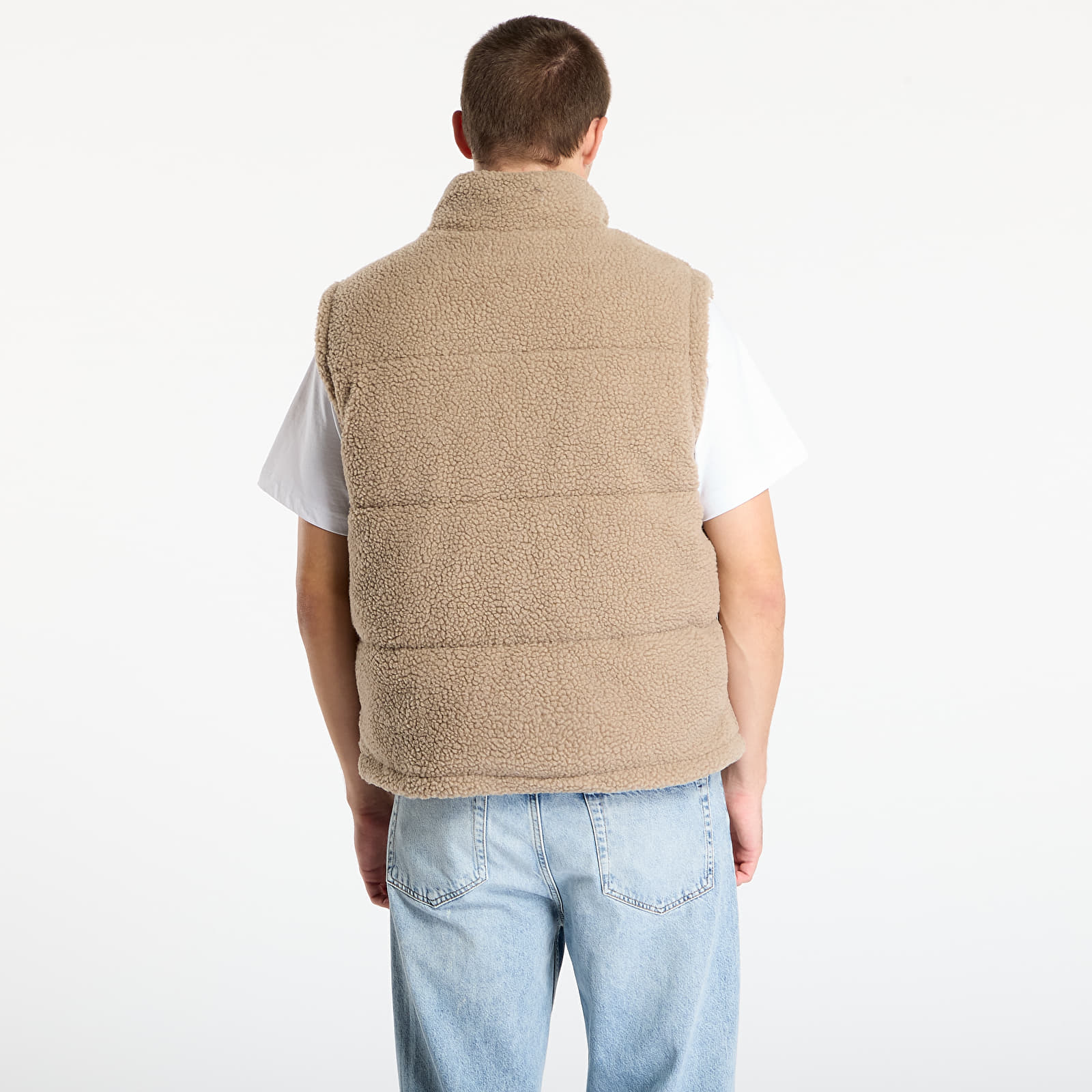 Vests Urban Classics Basic Teddy Puffer Vest Dark Taupe