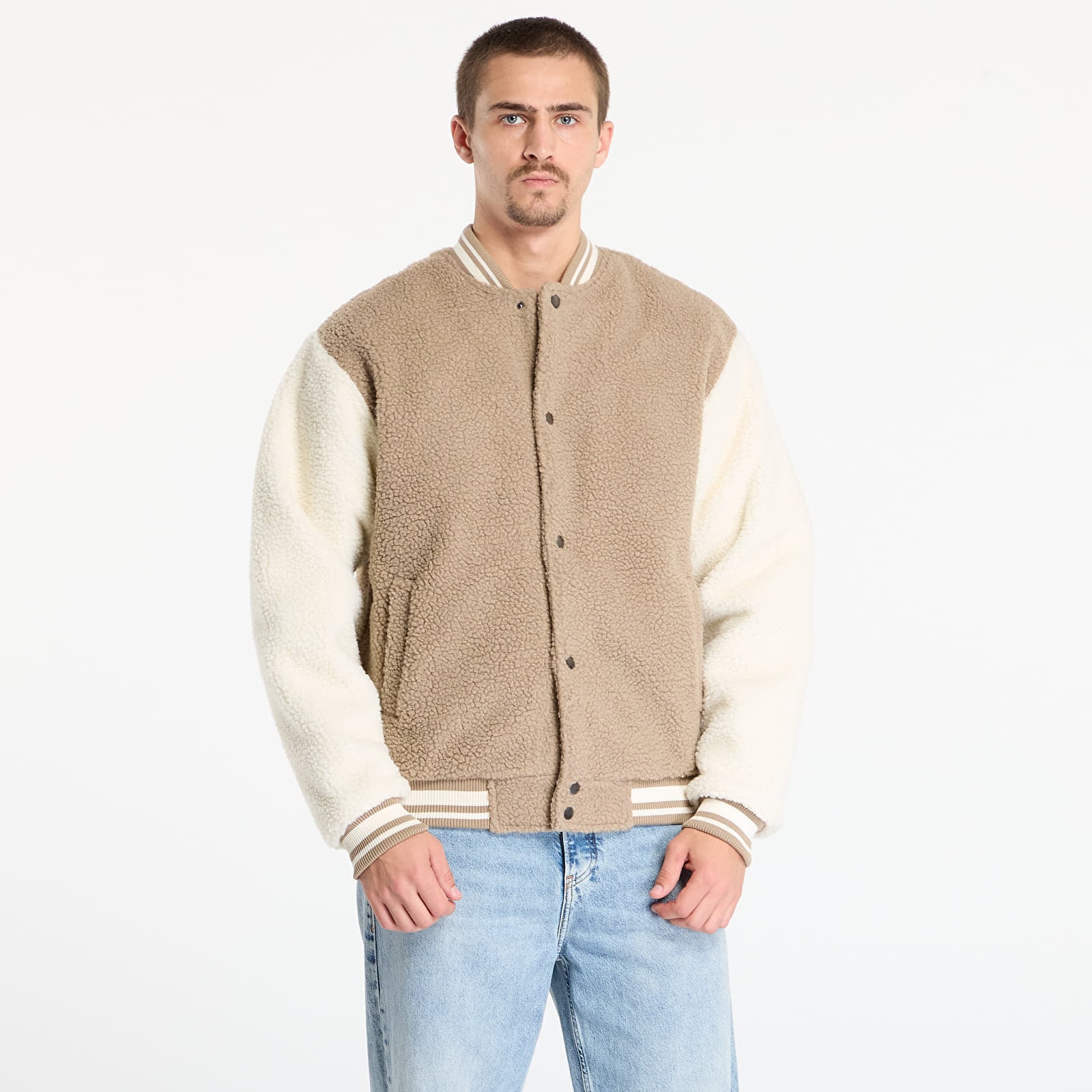 Bomber Urban Classics Teddy College Jacket Dark Taupe M