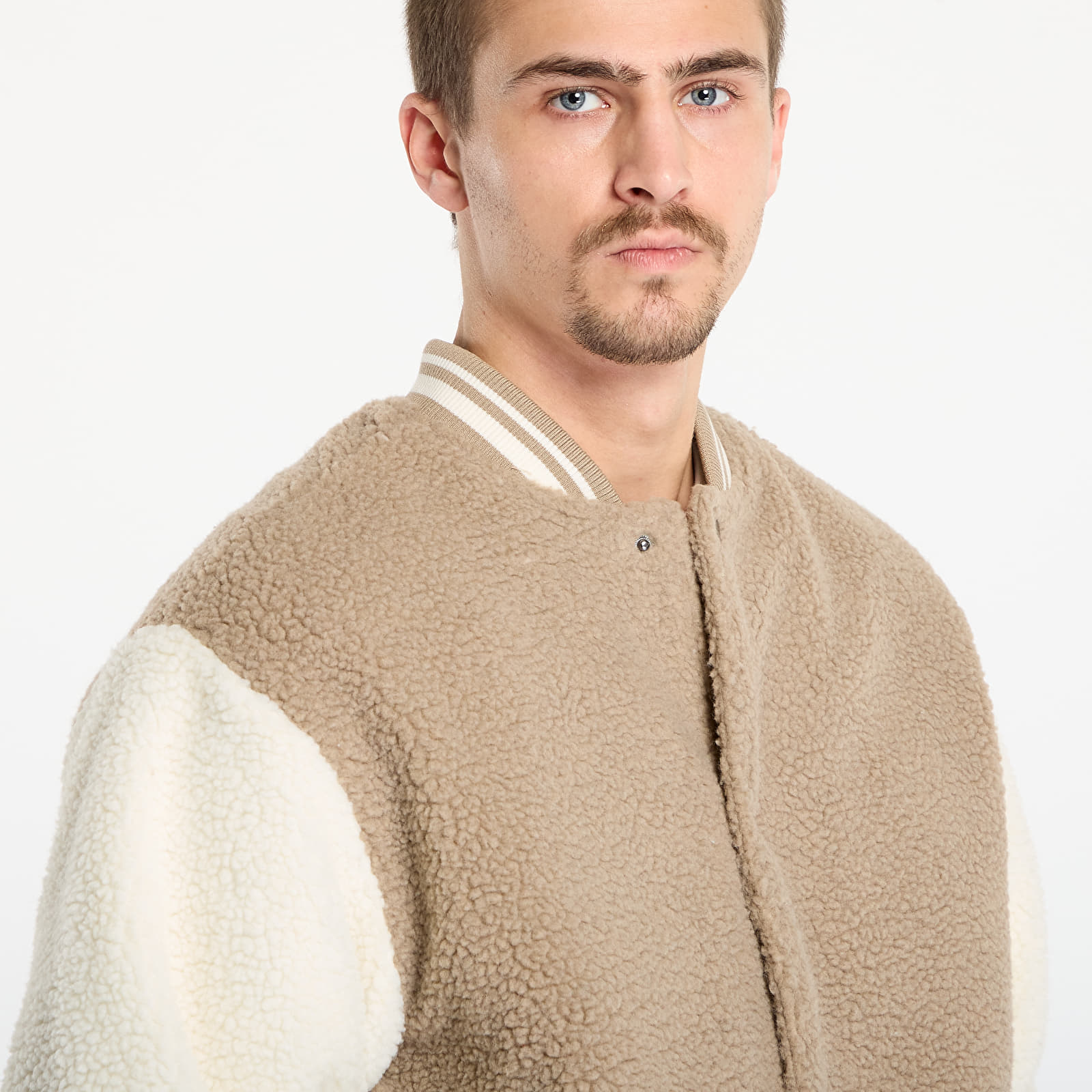 Bomber Urban Classics Teddy College Jacket Dark Taupe