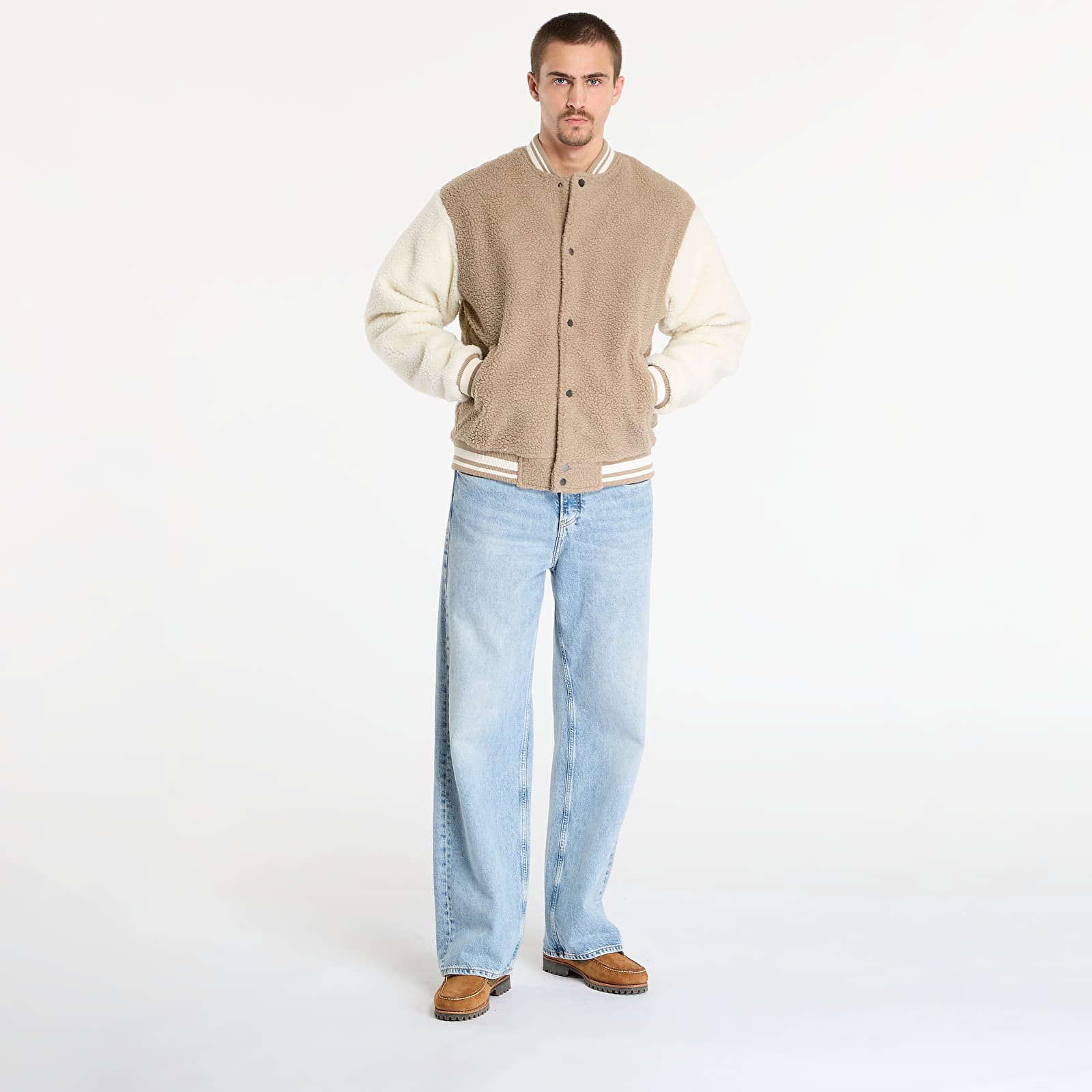 Bomber Urban Classics Teddy College Jacket Dark Taupe