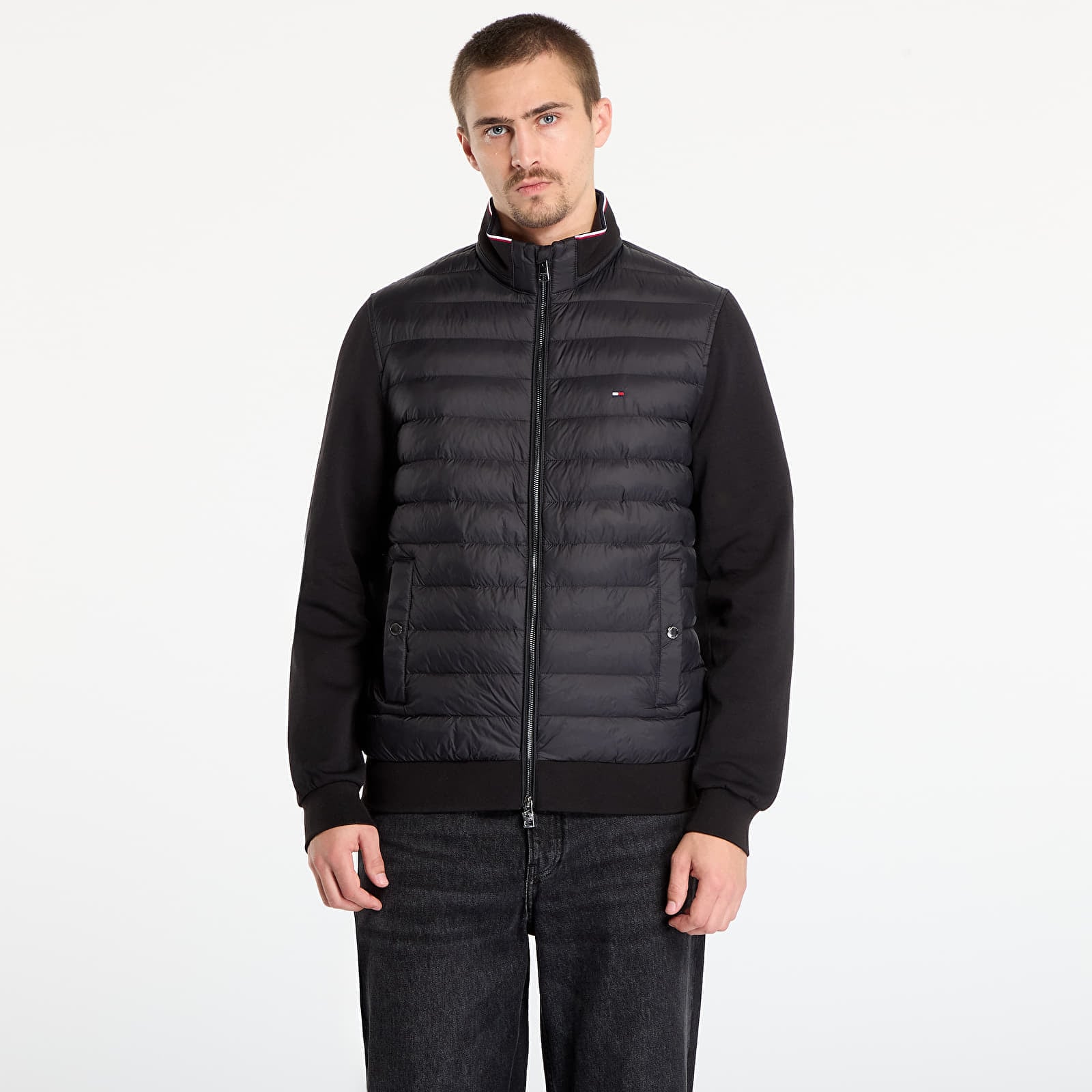 Jachetă Tommy Hilfiger Mix Media Ess Rwb Stand Collar Black L