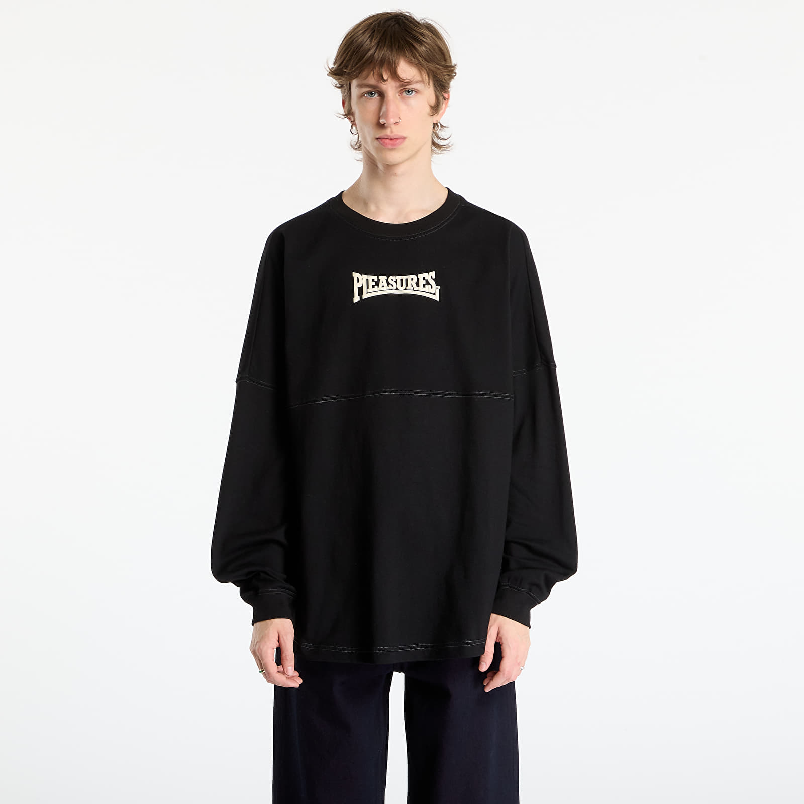 T-shirts til mænd PLEASURES Bulldog Heavyweight Long Sleeve Black