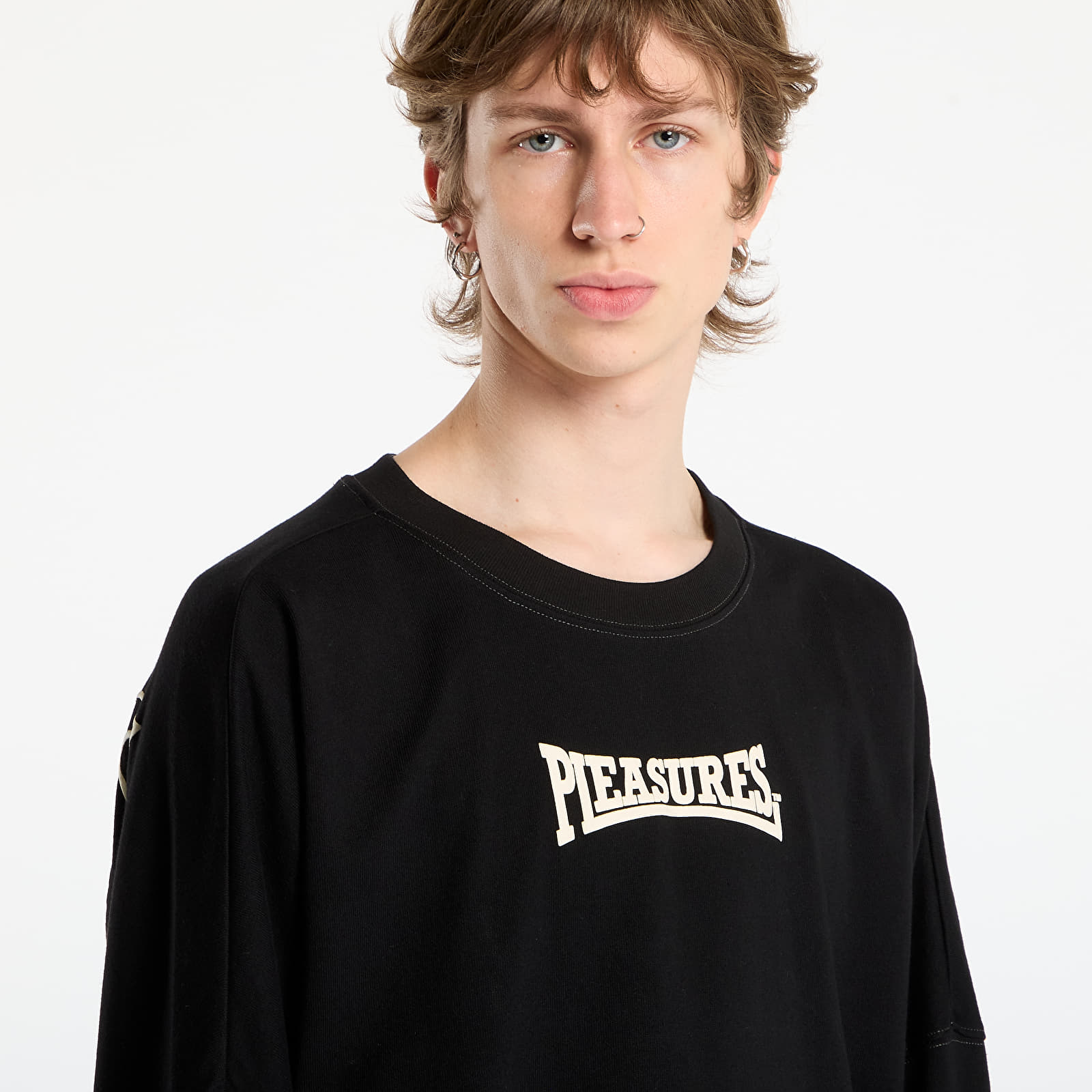 T-shirts til mænd PLEASURES Bulldog Heavyweight Long Sleeve Black