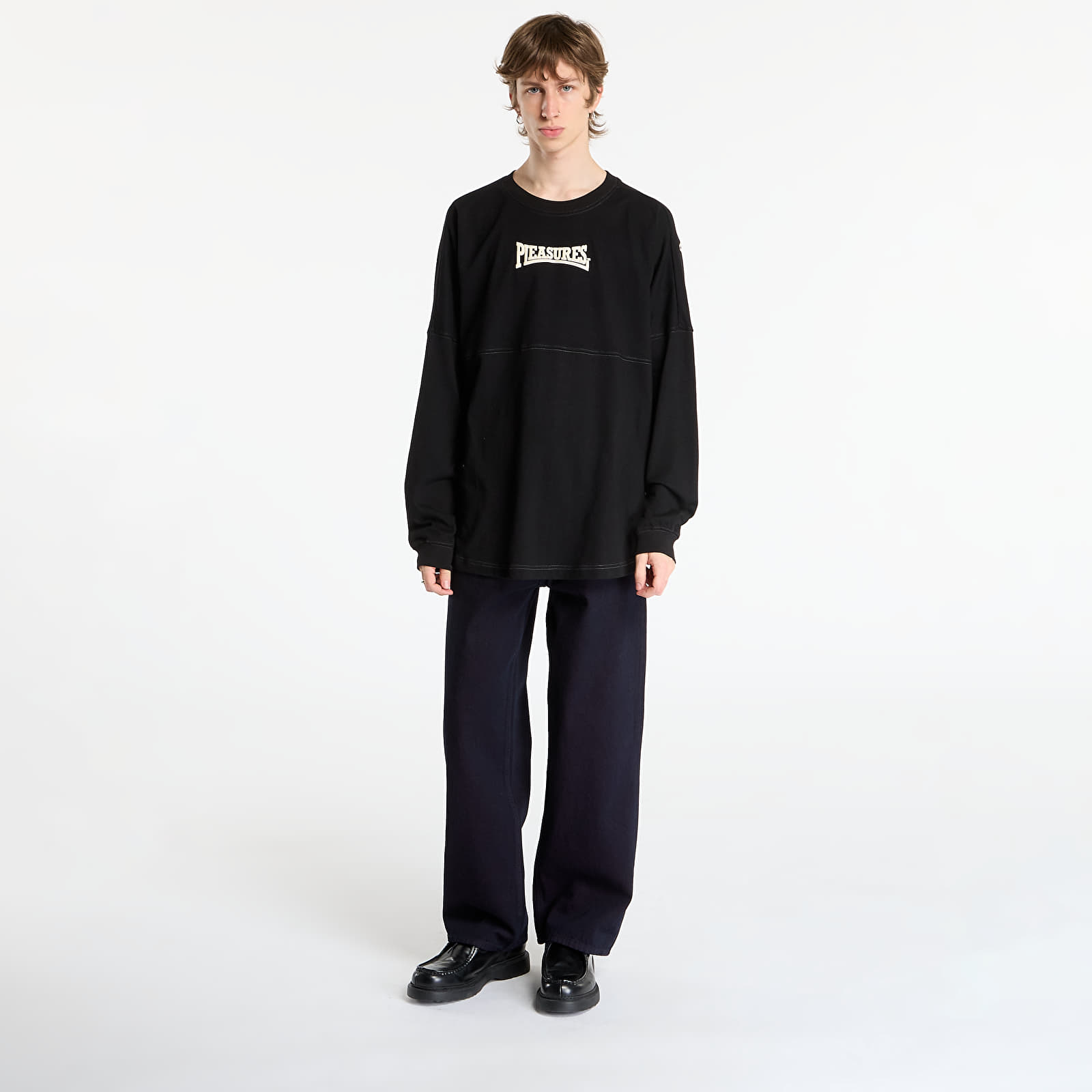 T-shirts til mænd PLEASURES Bulldog Heavyweight Long Sleeve Black