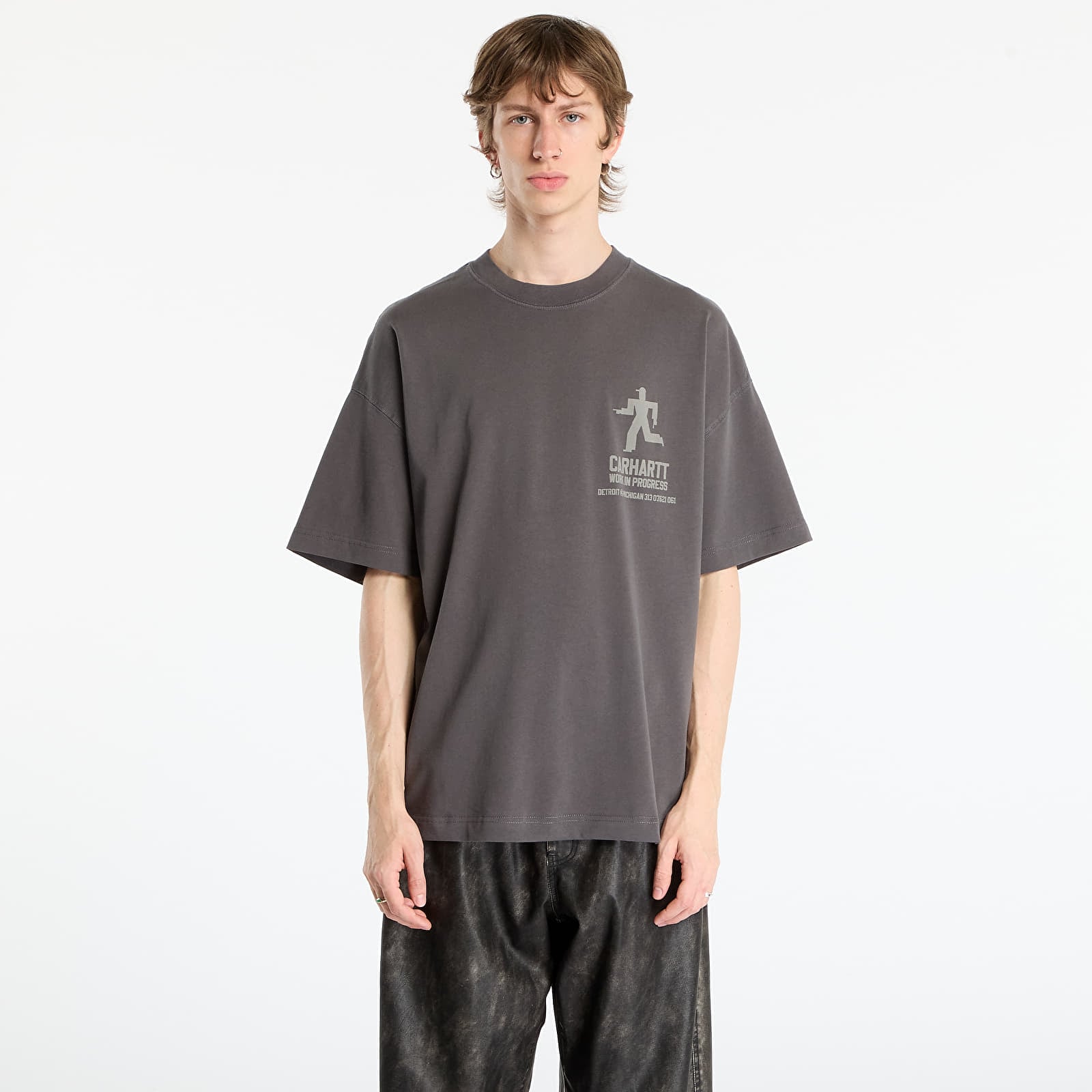 T-shirts homme Carhartt WIP S/S Distance T-Shirt UNISEX Graphite Stone Dyed
