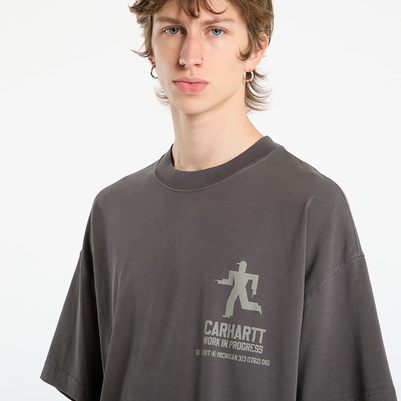 T-shirts homme Carhartt WIP S/S Distance T-Shirt UNISEX Graphite Stone Dyed
