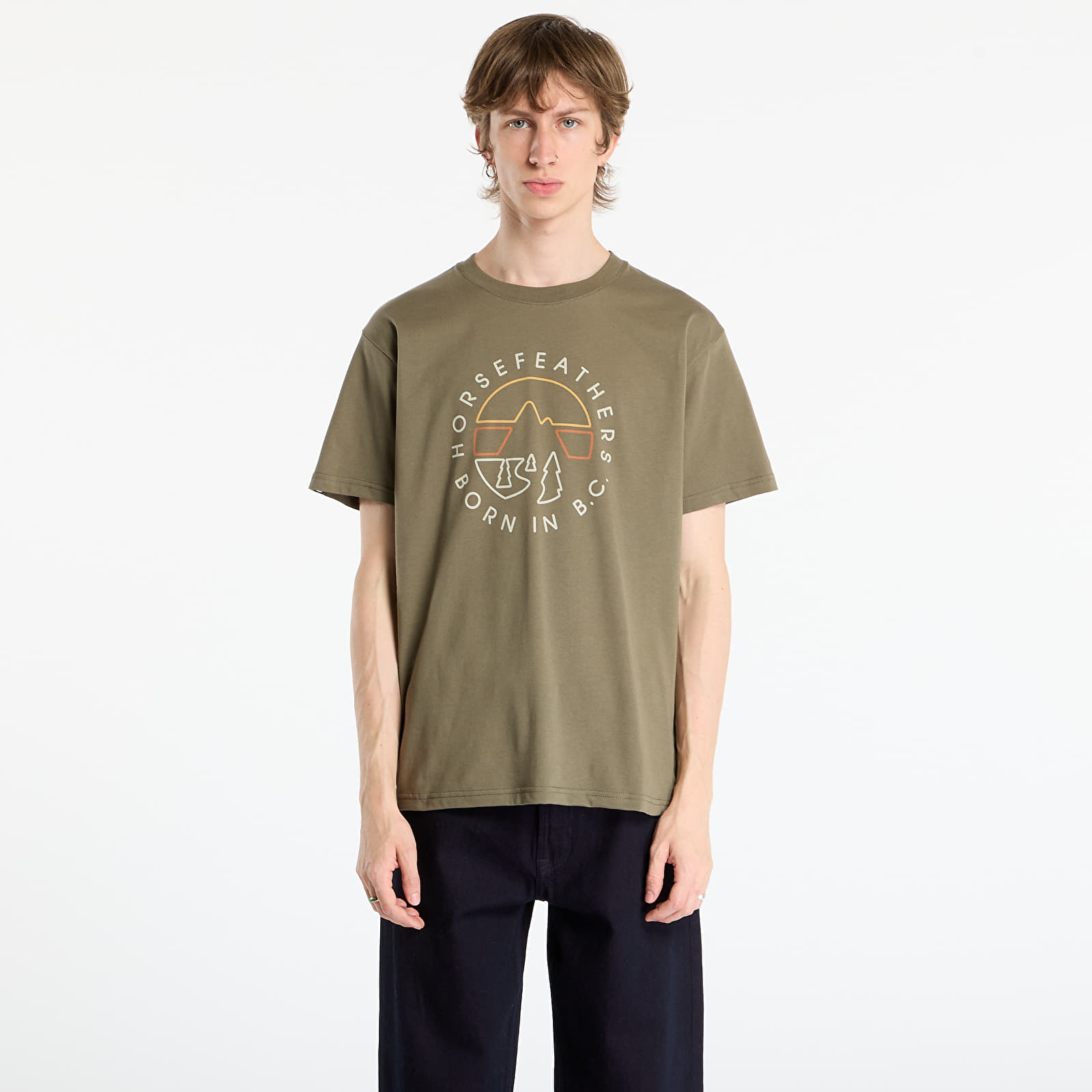 Pánská trička Horsefeathers Line Circle T-Shirt Burnt Olive