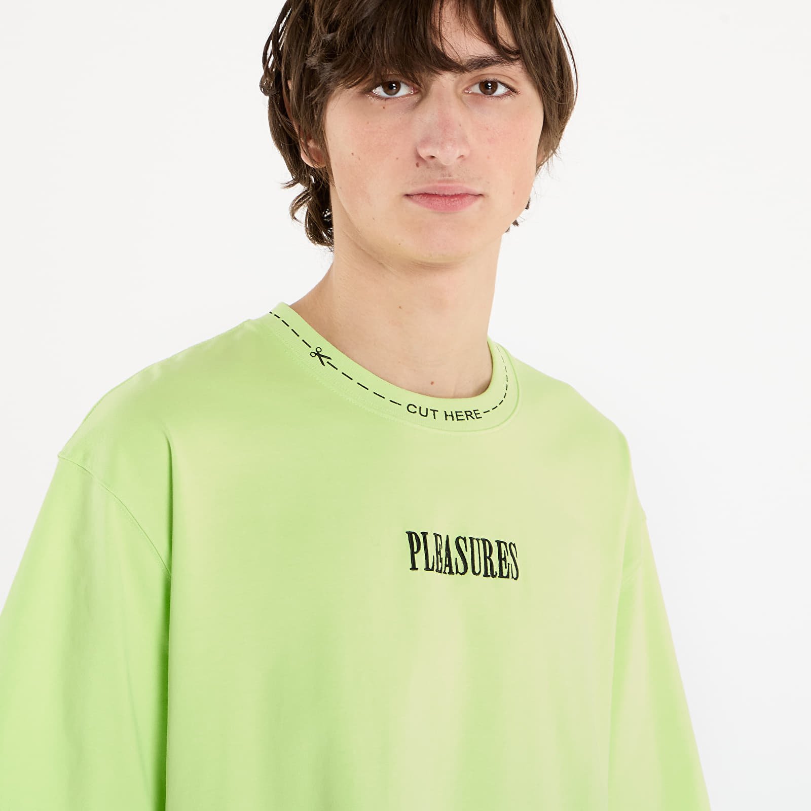 Tricouri bărbați PLEASURES Cut Here Heavyweight Shirt Lime