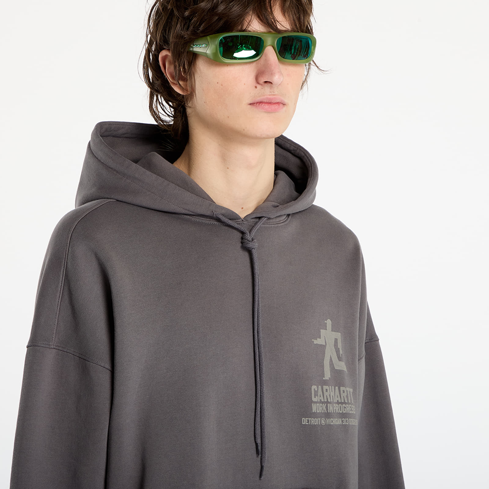 Мъжки суичъри Carhartt WIP Hooded Distance Sweat UNISEX Graphite Stone Dyed