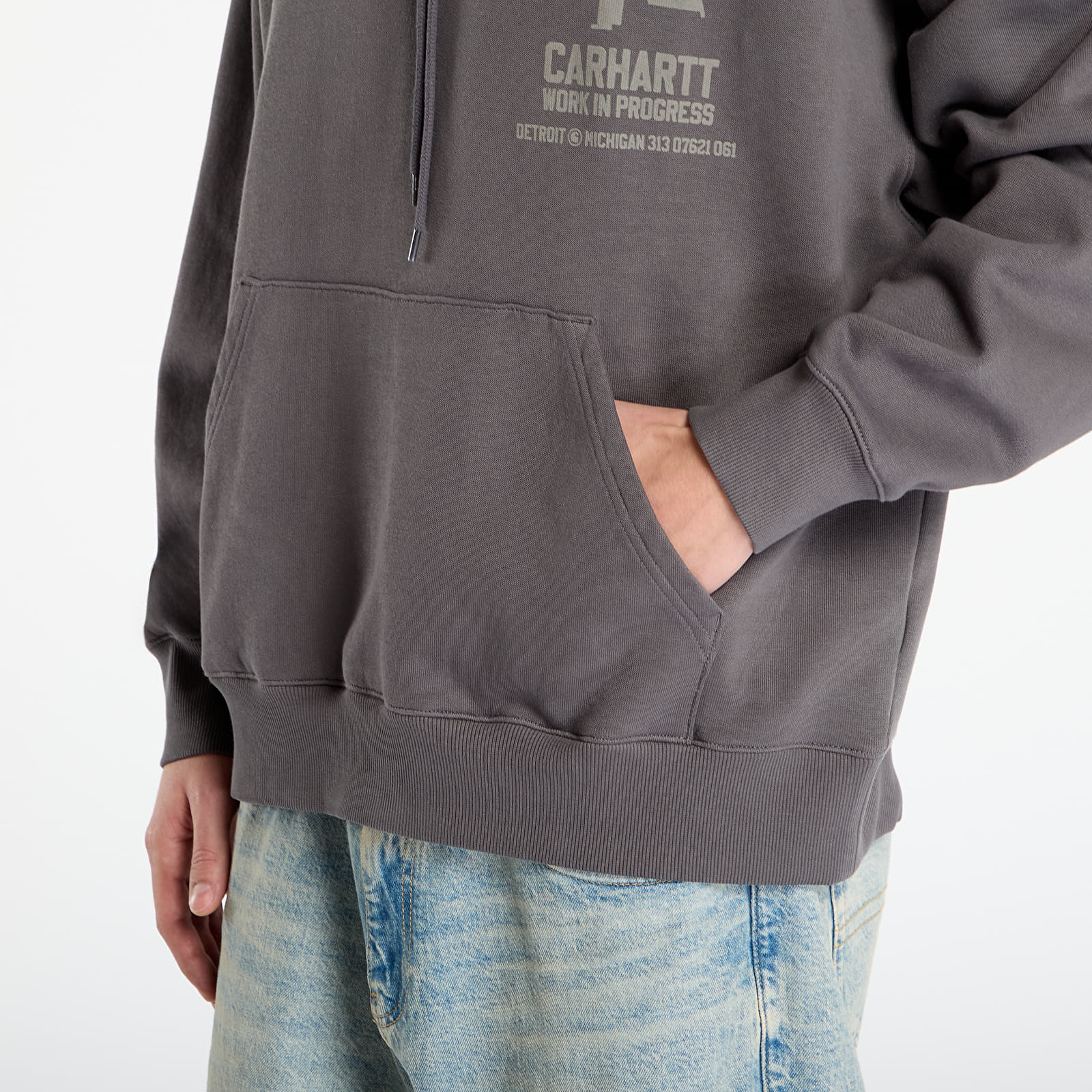 Мъжки суичъри Carhartt WIP Hooded Distance Sweat UNISEX Graphite Stone Dyed